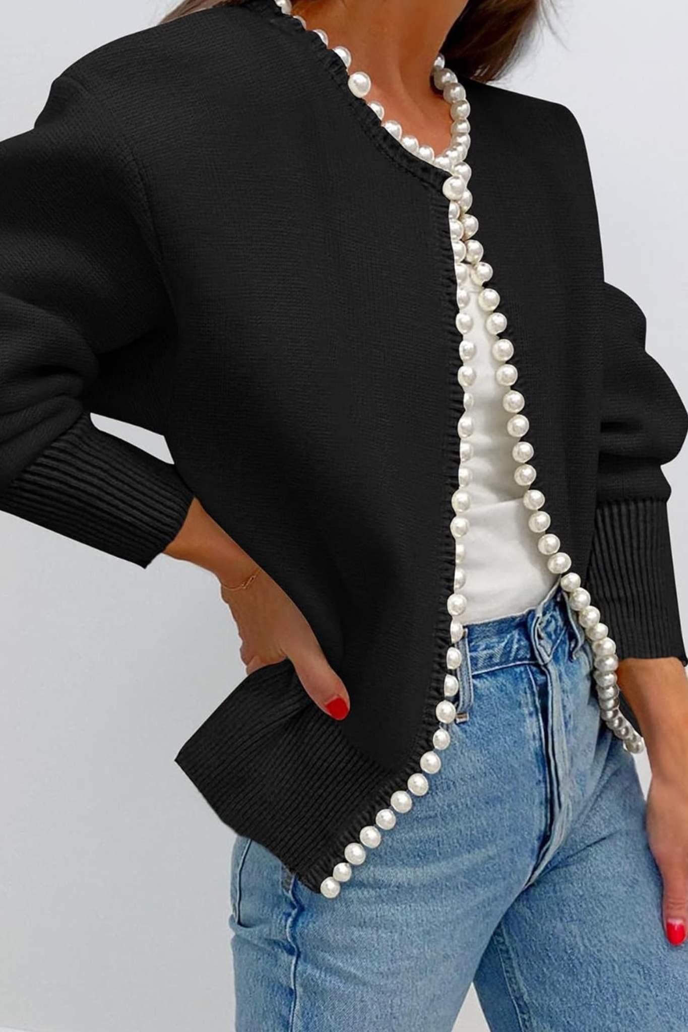 Kedera Pearl Embellished Knit Cardigan