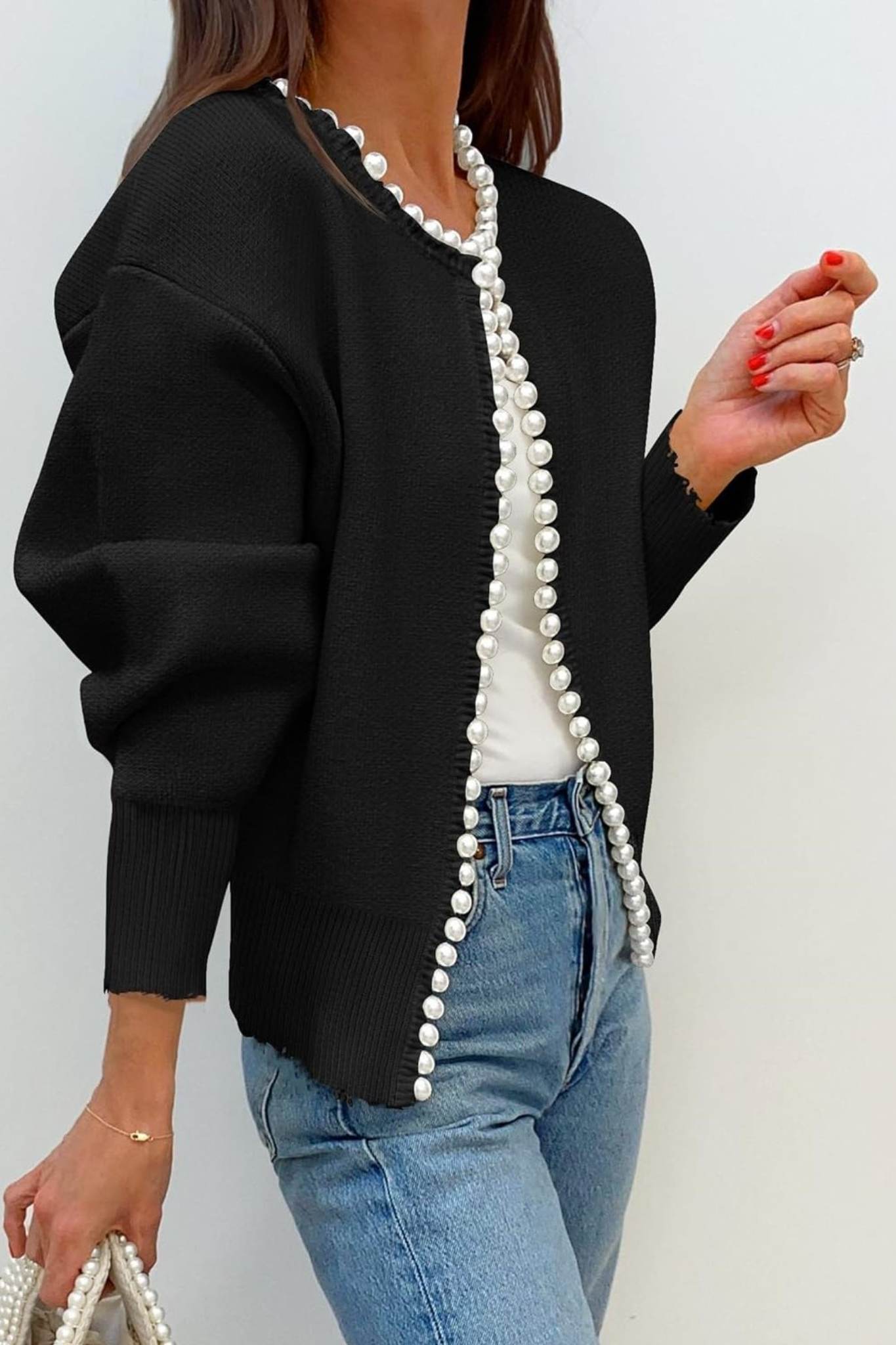 Kedera Pearl Embellished Knit Cardigan
