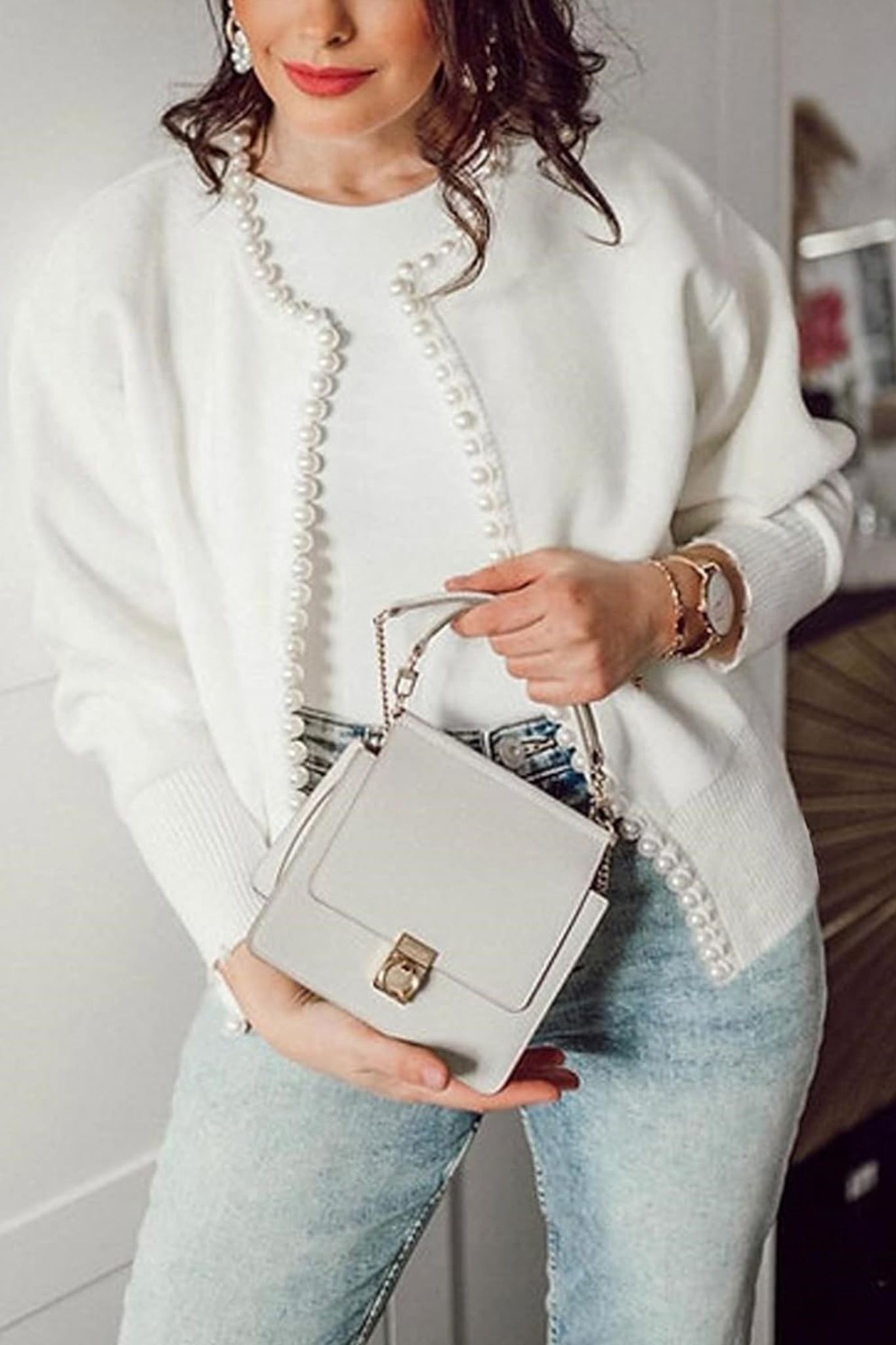 Kedera Pearl Embellished Knit Cardigan