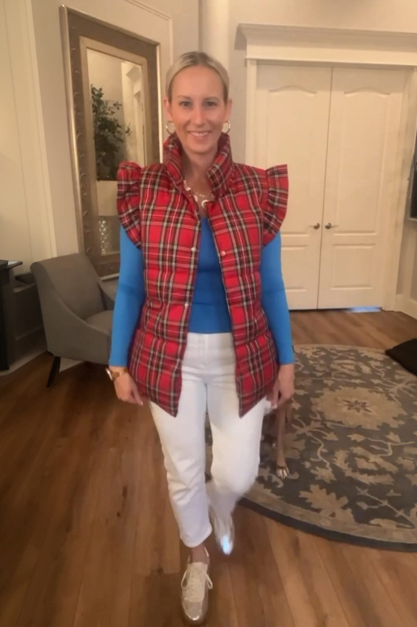 Kedera Ruffle Sleeve Puffer Vest With Pockets