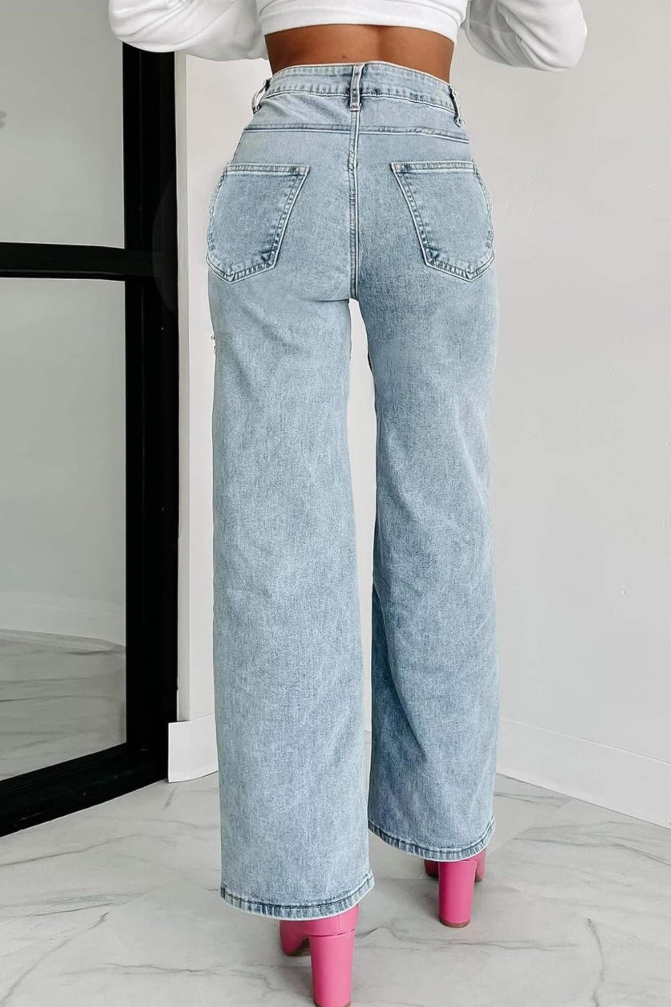 Kedera Rhinestone High Waist Jeans