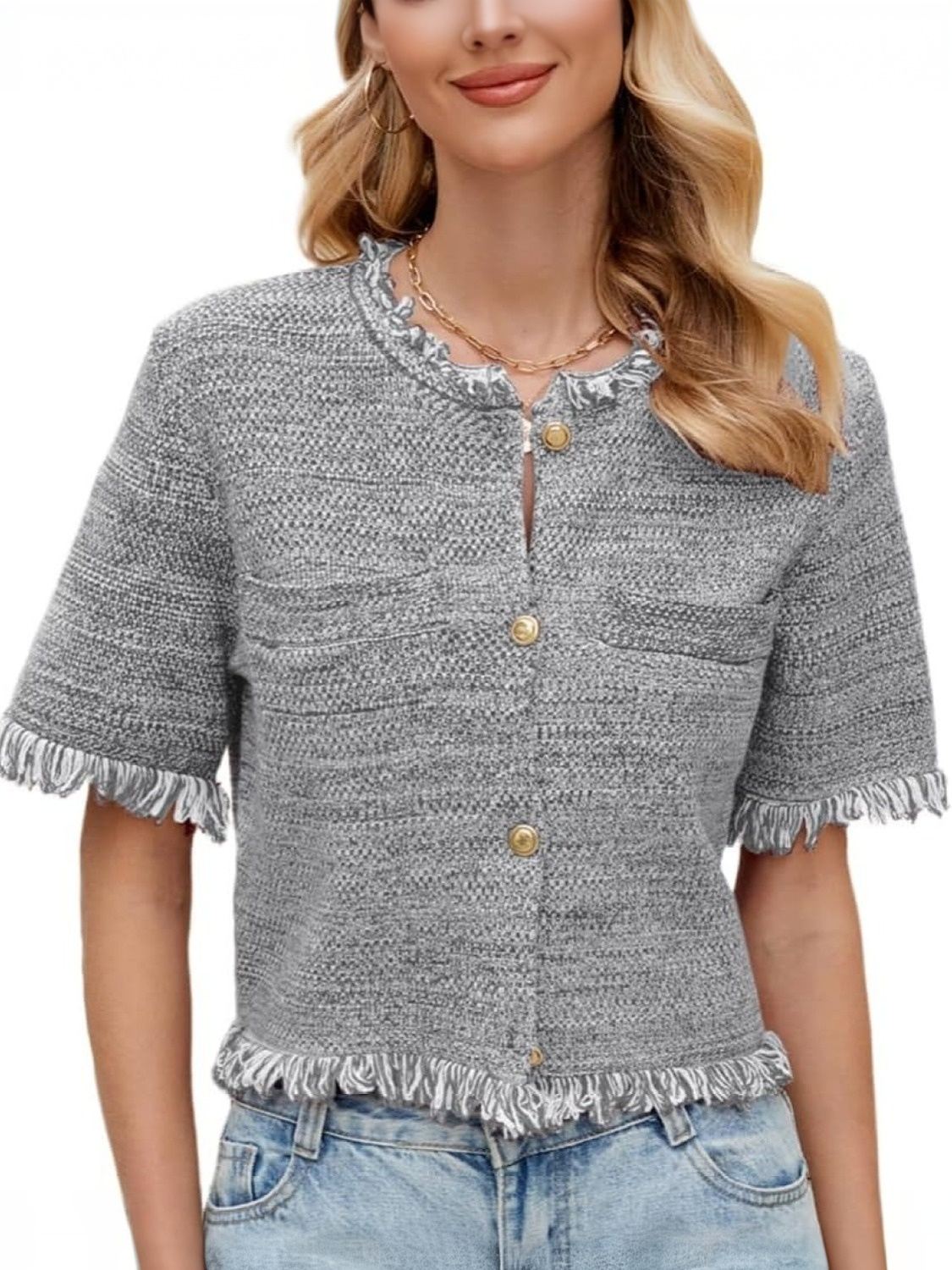 Ladyful Short Sleeve Knit Crop Cardigan