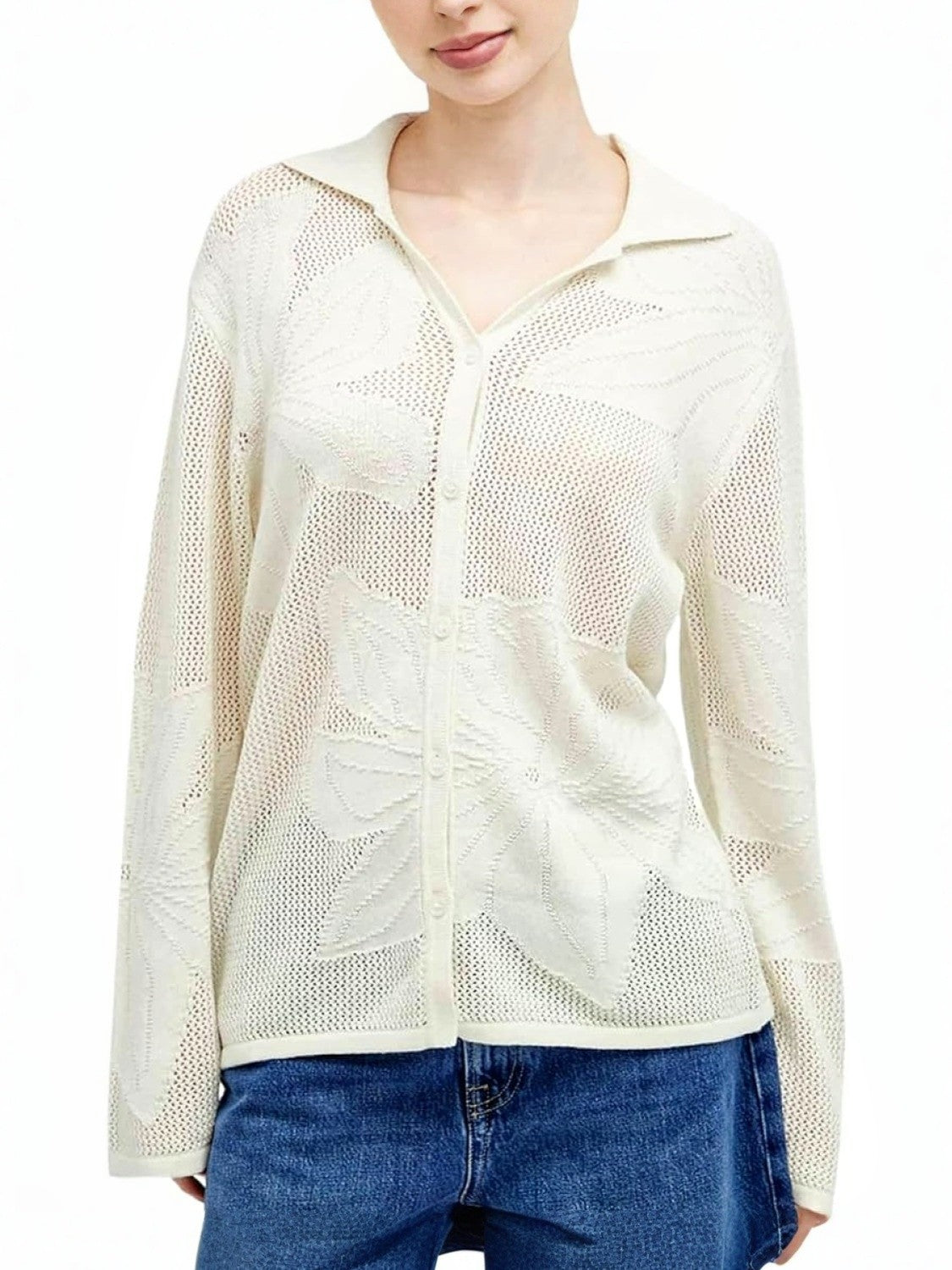 Kedera Casual Crochet Knit Cardigan