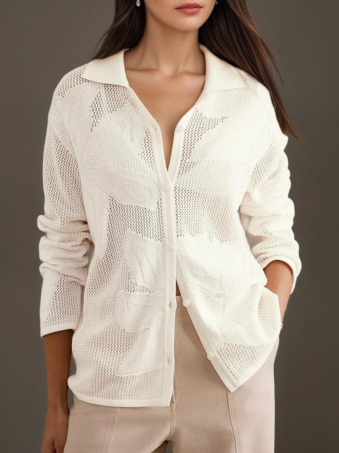 Kedera Casual Crochet Knit Cardigan