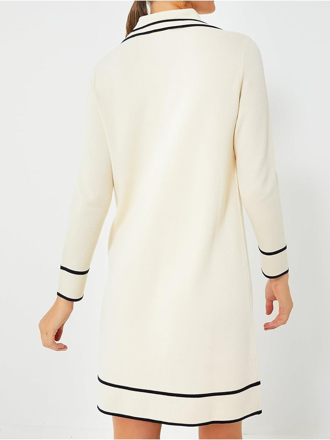 Yexpine Contrast Collar Knit Shift Dress