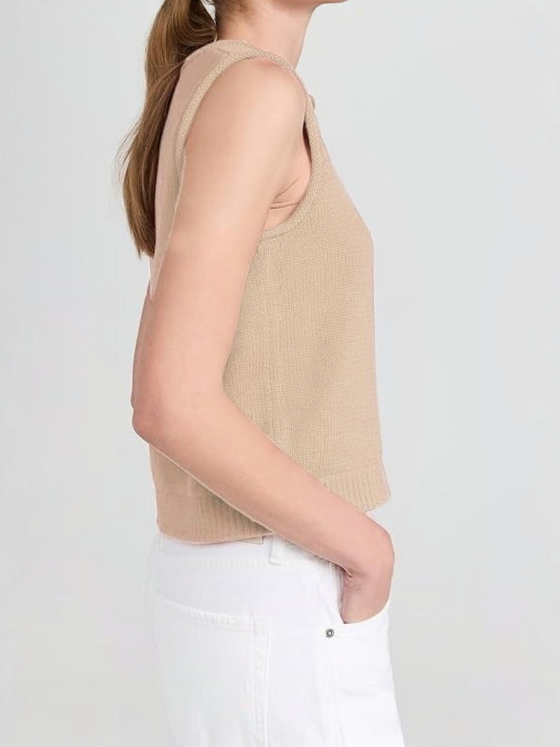Ezapine Button Down Knit Vest – Sleeveless & Fitted