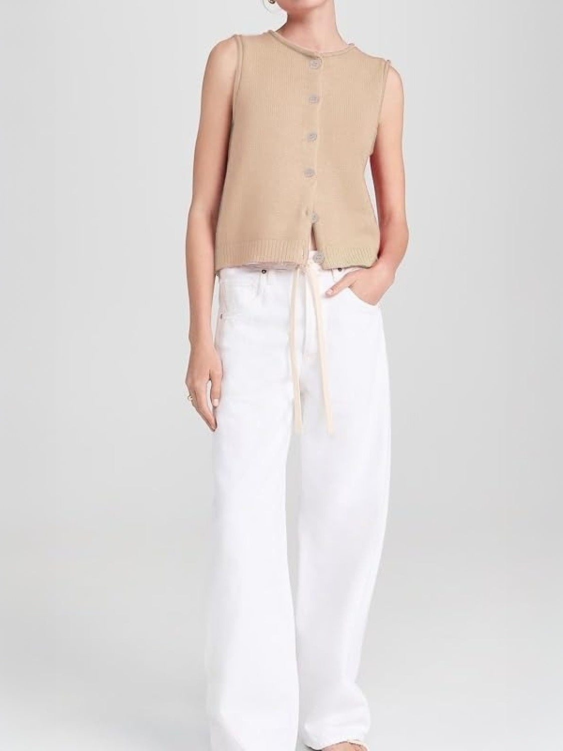 Ezapine Button Down Knit Vest – Sleeveless & Fitted