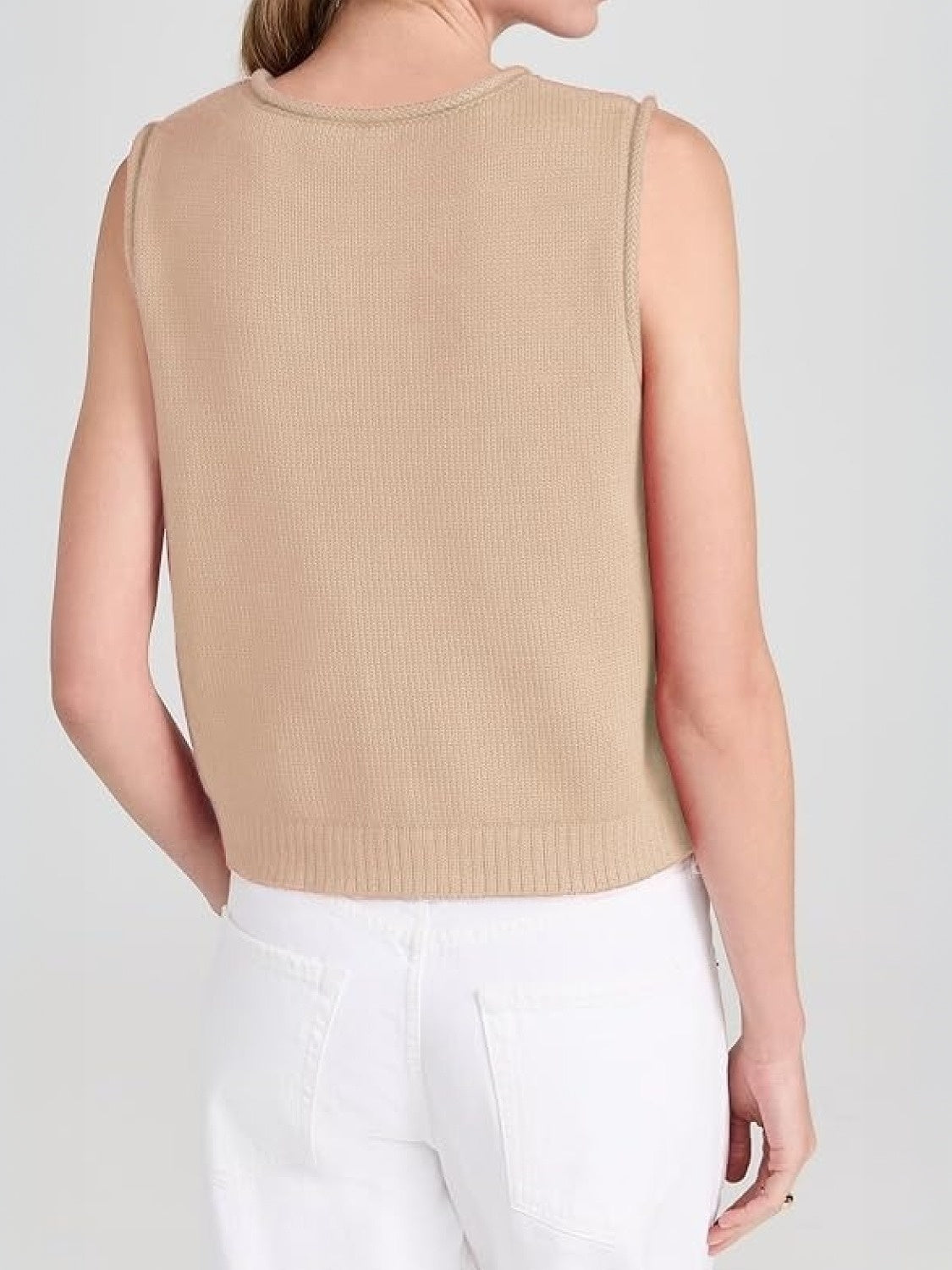 Ezapine Button Down Knit Vest – Sleeveless & Fitted