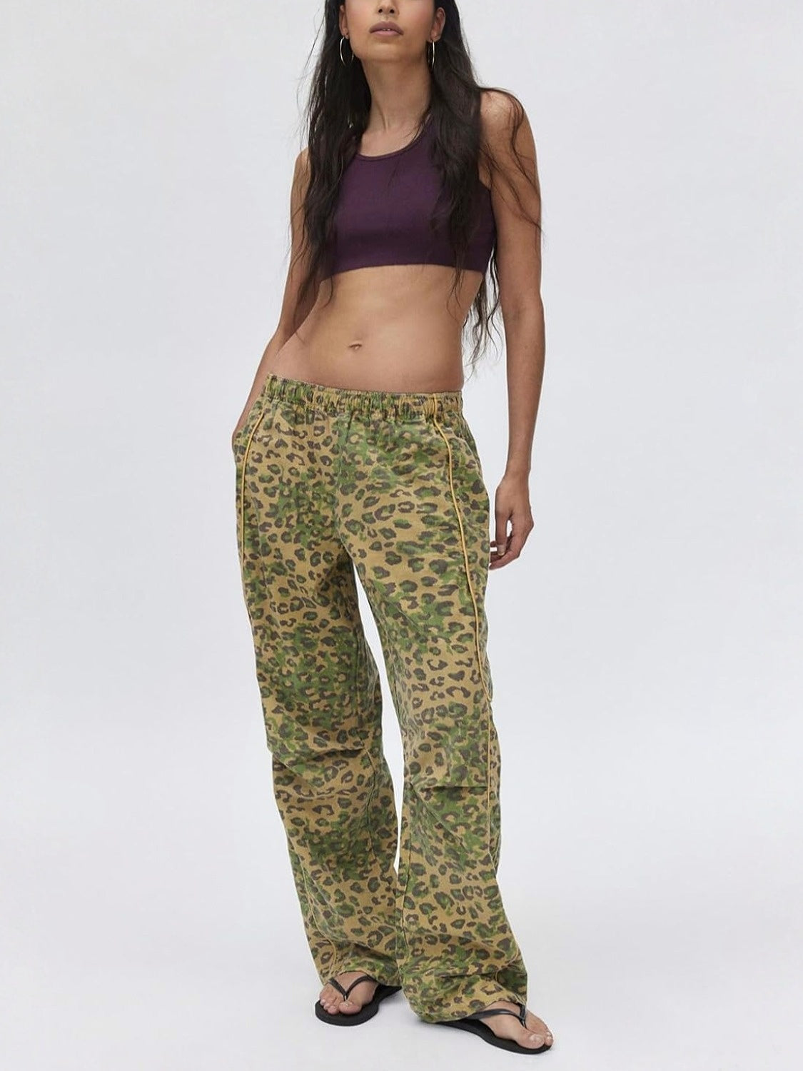 Ladyful Elastic Waist Leopard Jeans