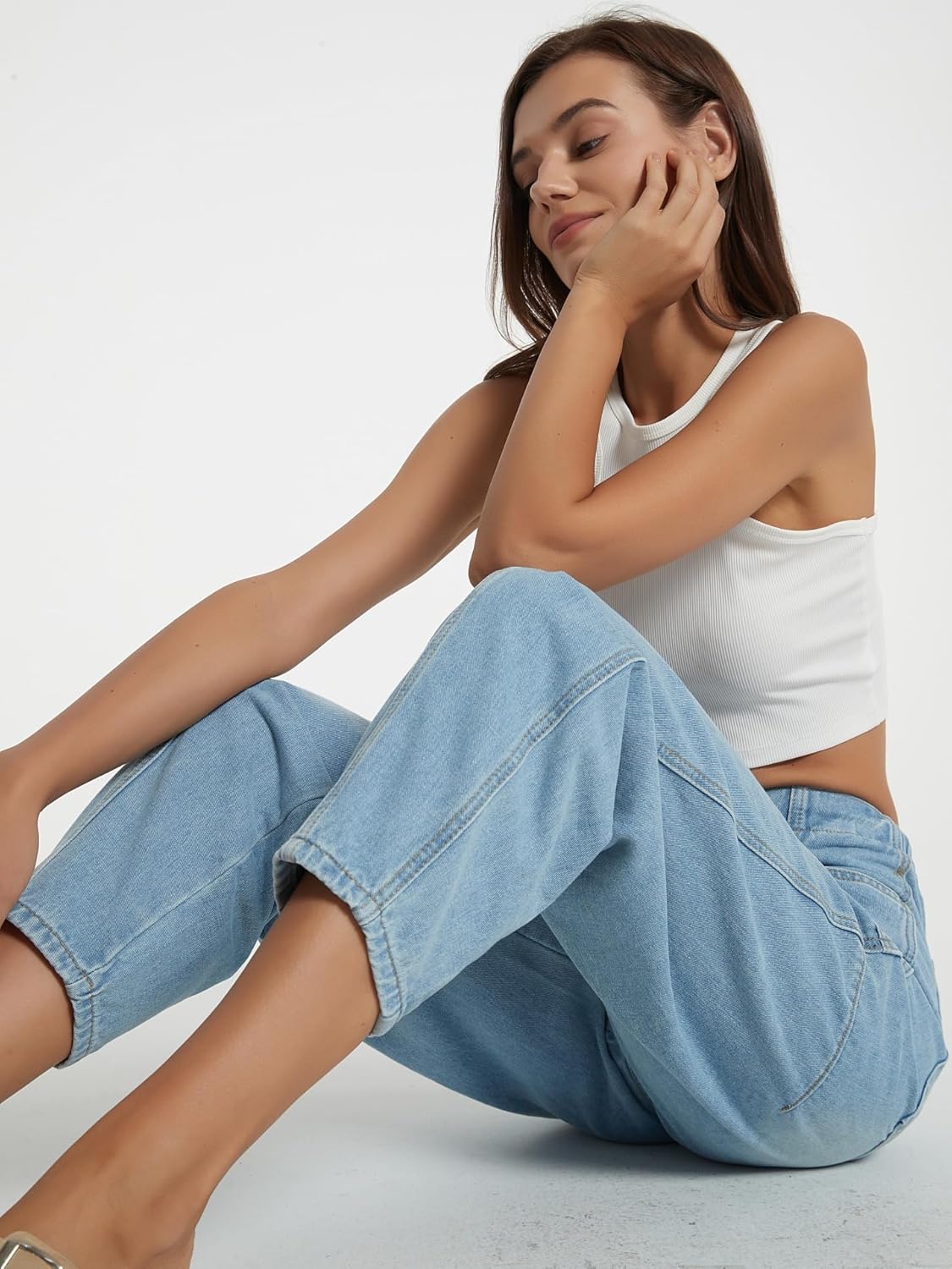 Lifeshe Baggy Barrel Jeans With Drawstring