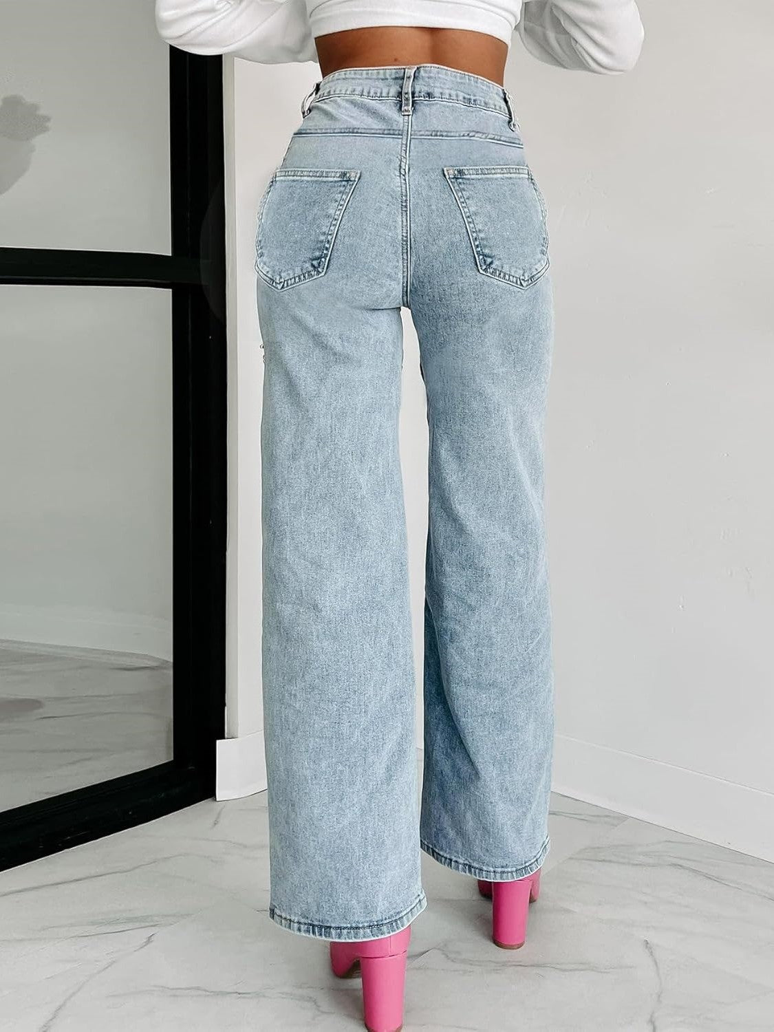 Kedera Rhinestone High Waist Jeans