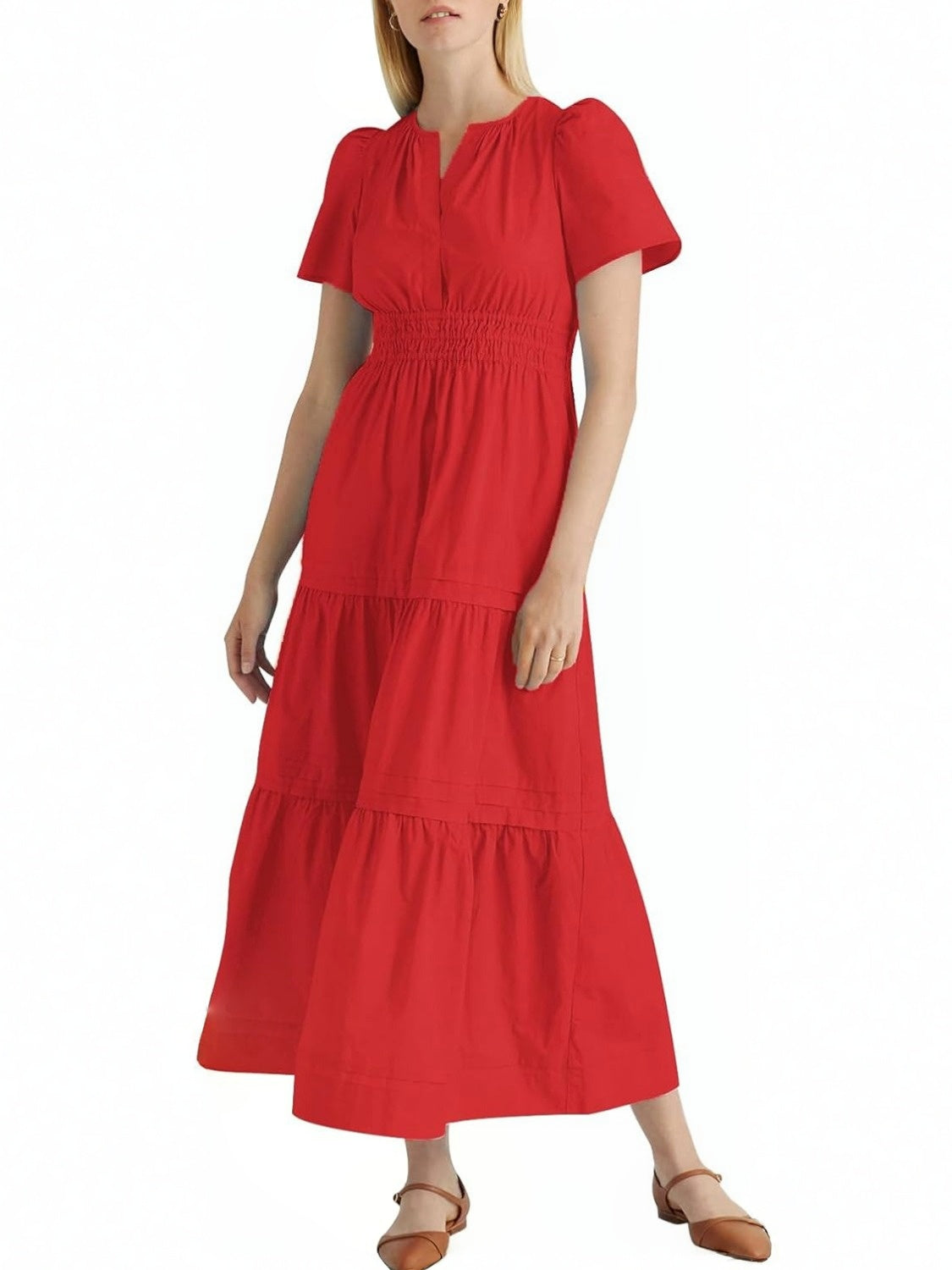 Yexpine Boho Tiered A-Line Maxi Dress