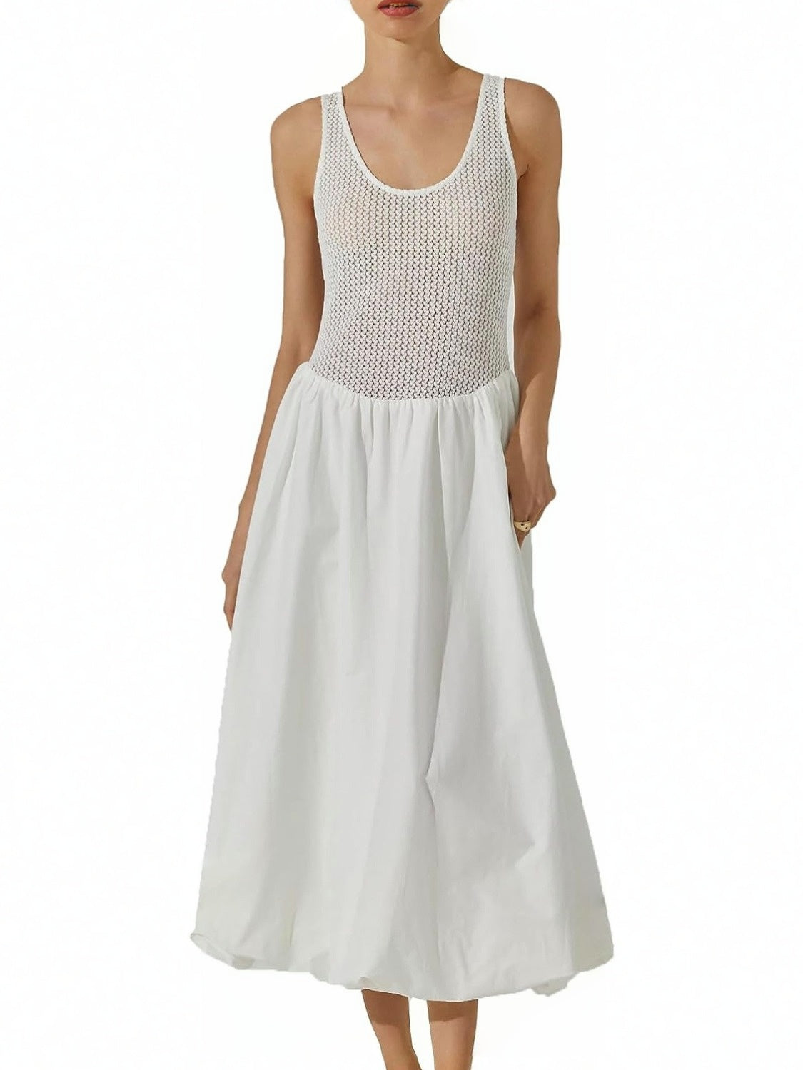 Yexpine Sleeveless Backless Panelled Midi Dress