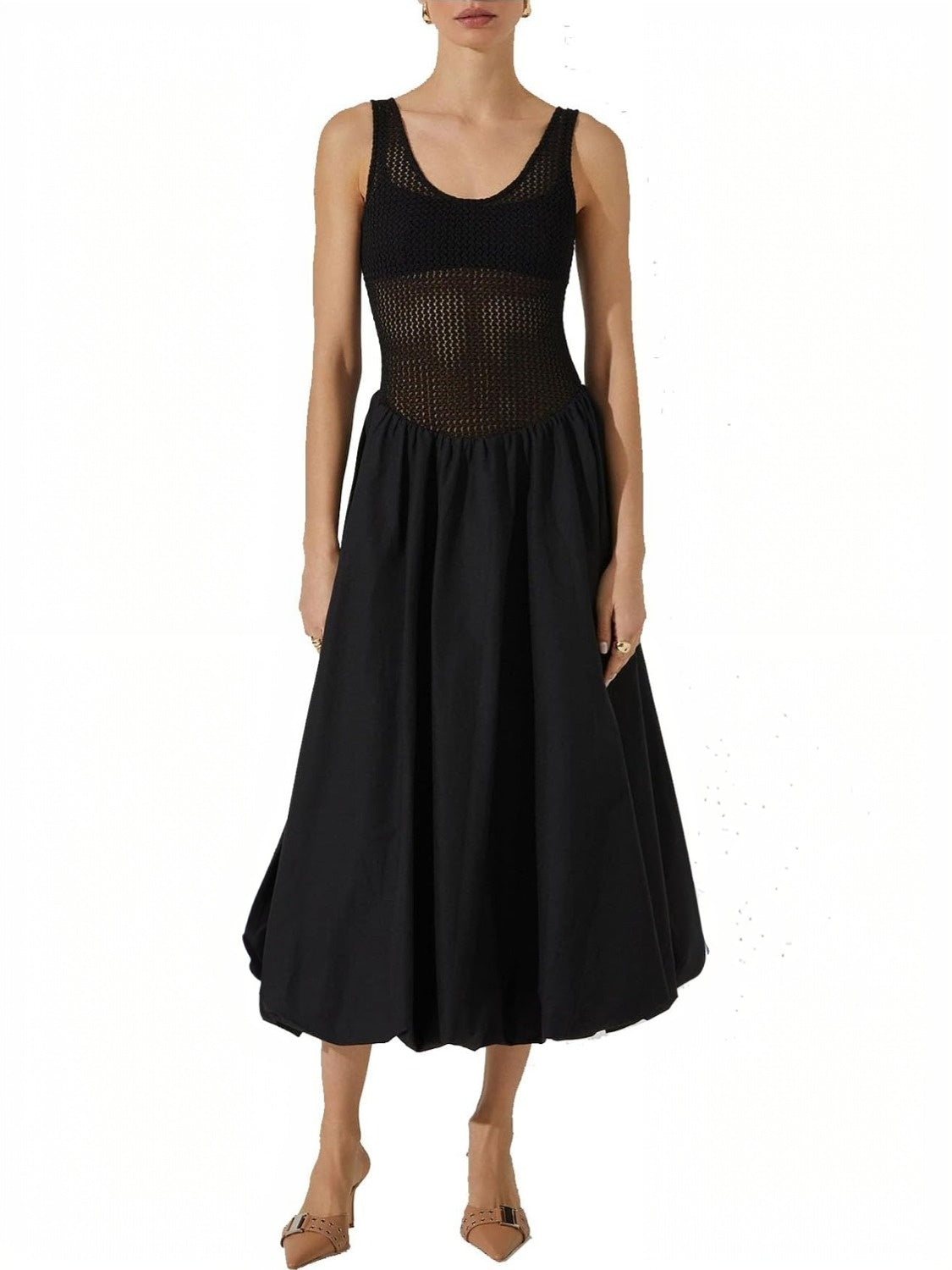 Yexpine Sleeveless Backless Panelled Midi Dress