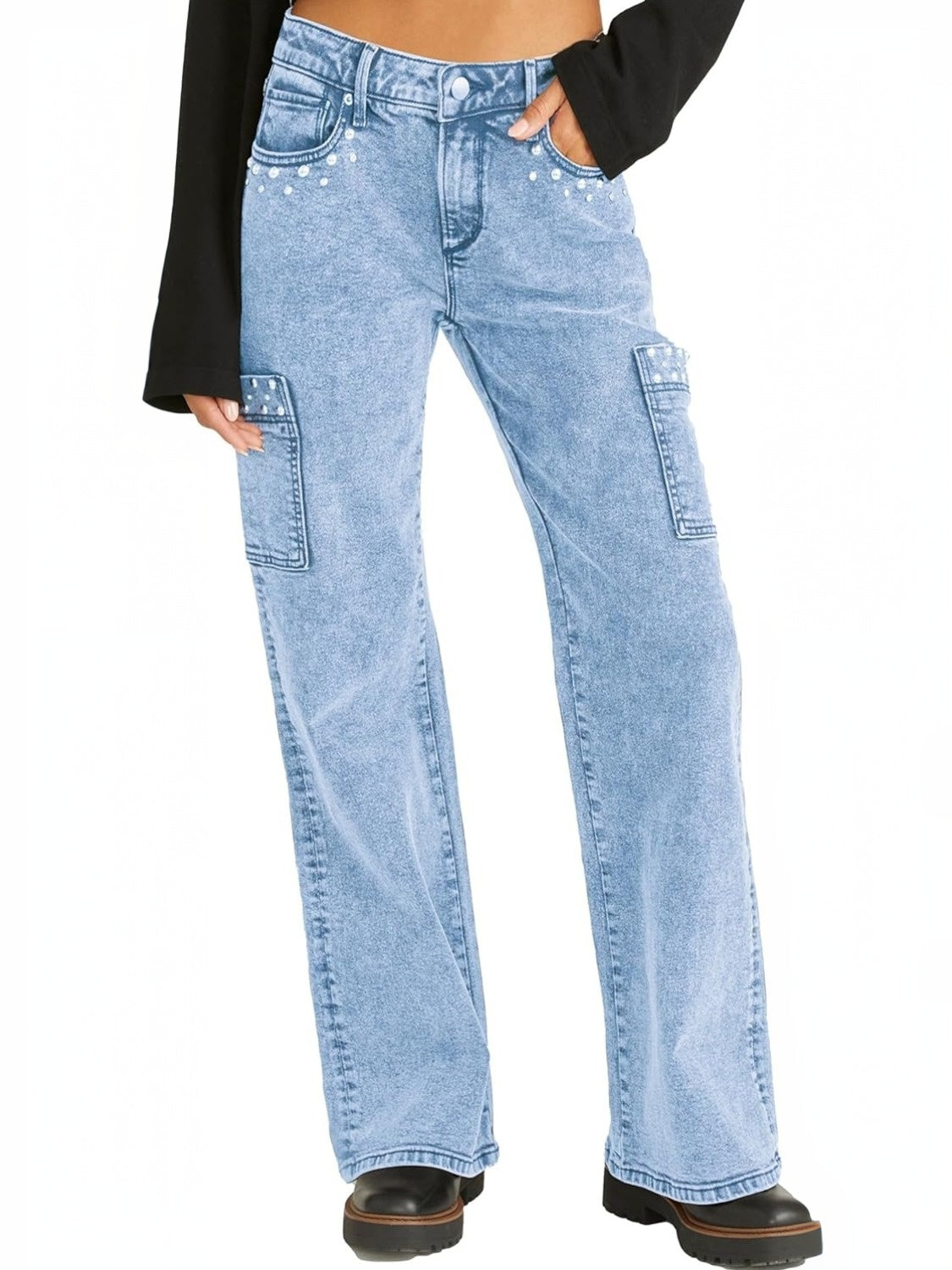 Kedera High Waist Straight Leg Pearl Jeans