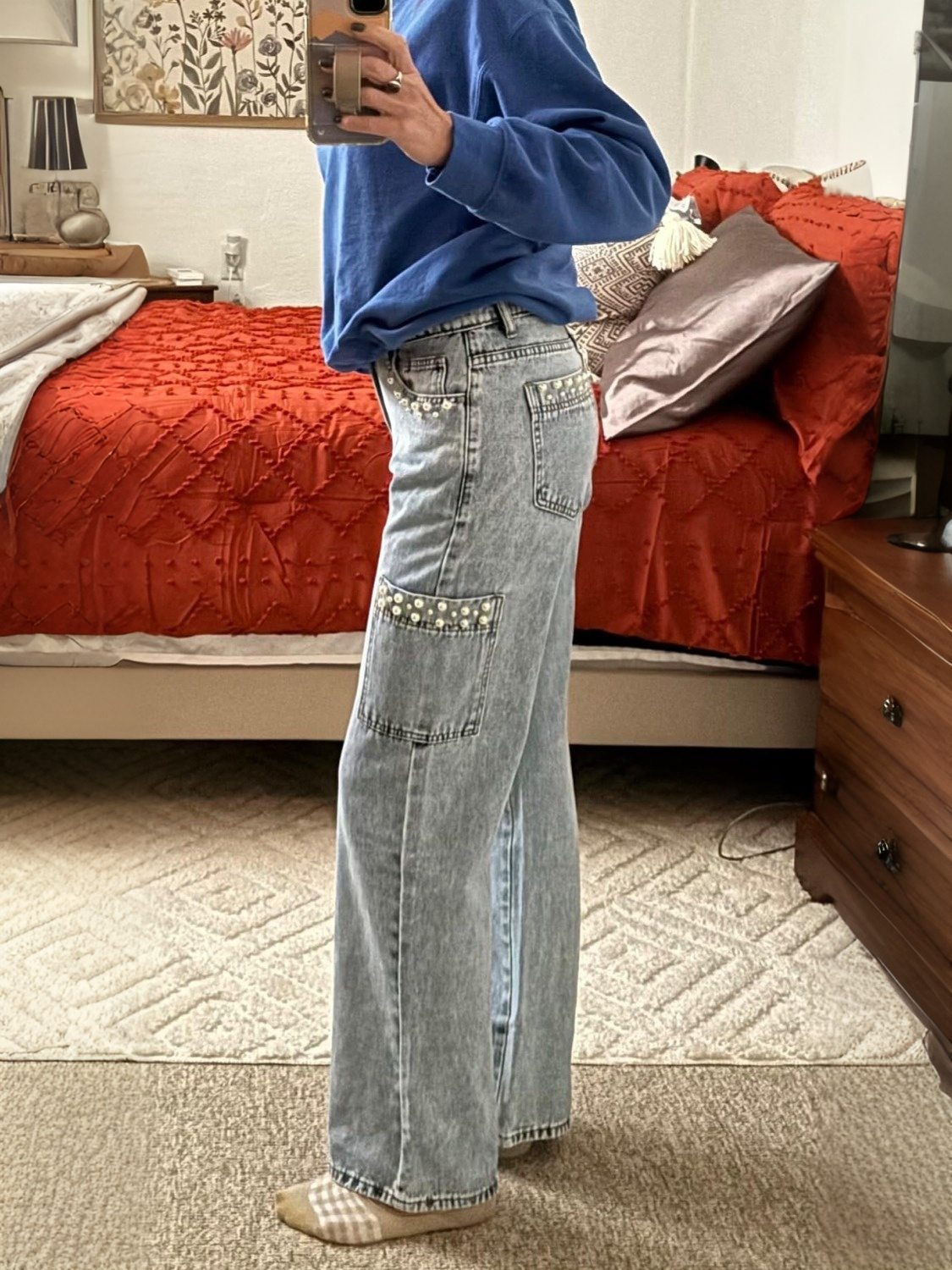 Kedera High Waist Straight Leg Pearl Jeans