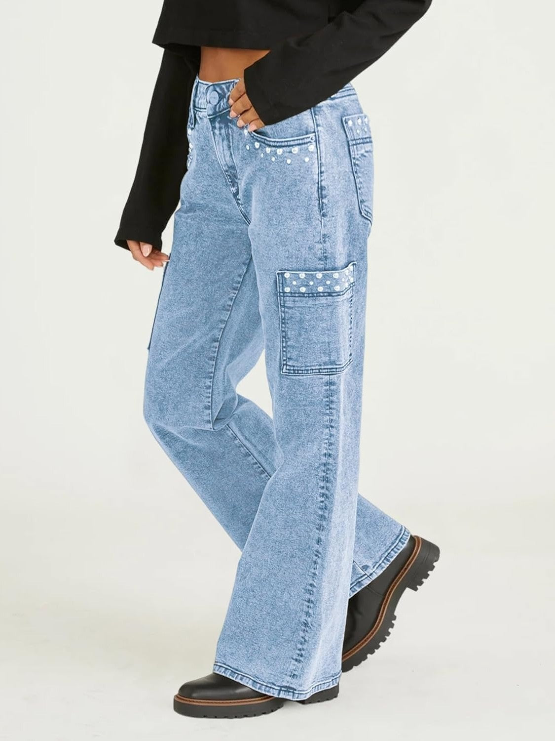 Kedera High Waist Straight Leg Pearl Jeans