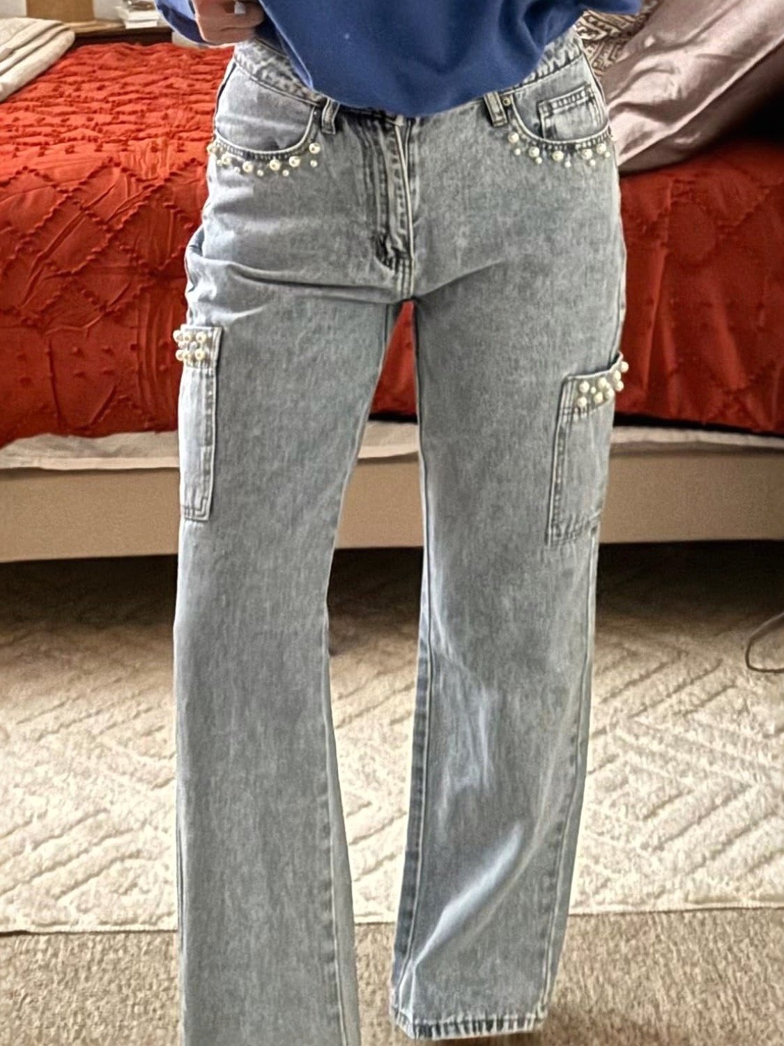Kedera High Waist Straight Leg Pearl Jeans