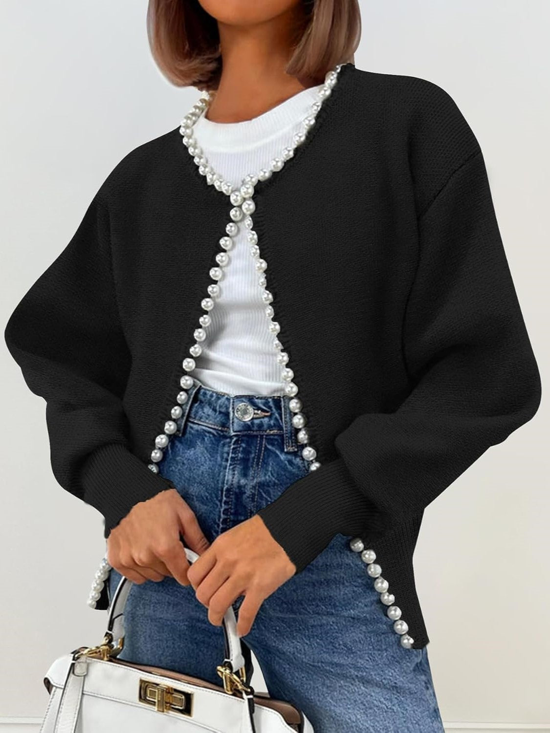 Kedera Pearl Embellished Knit Cardigan