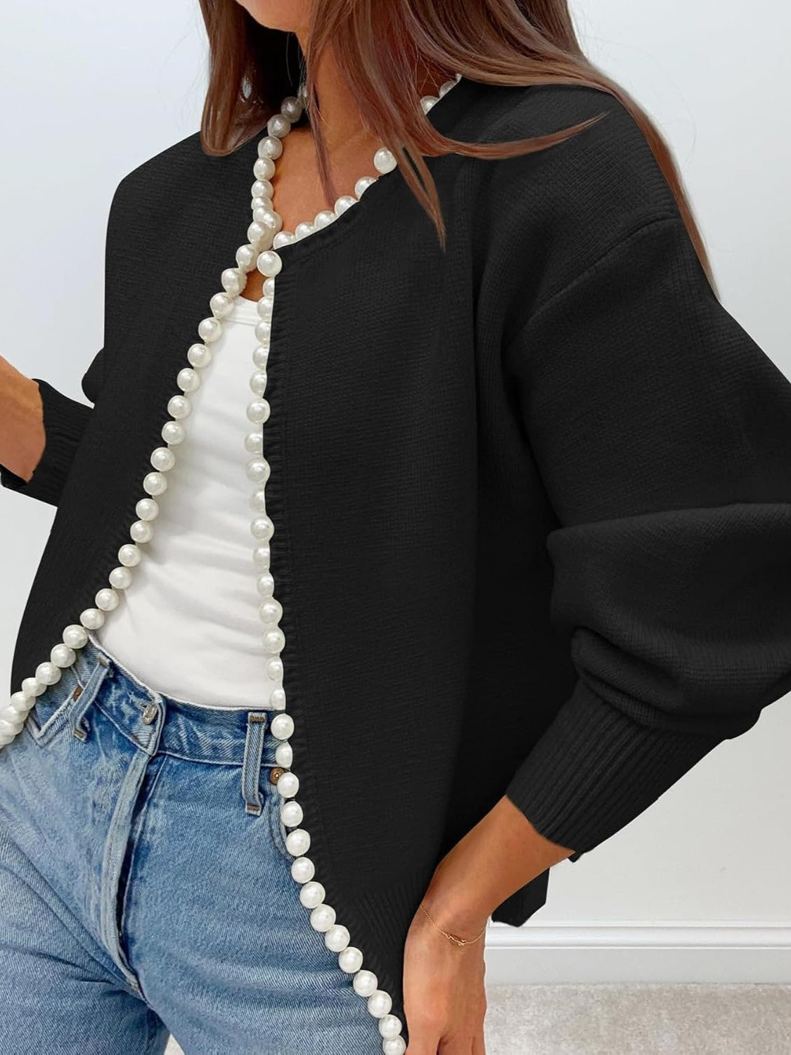 Kedera Pearl Embellished Knit Cardigan