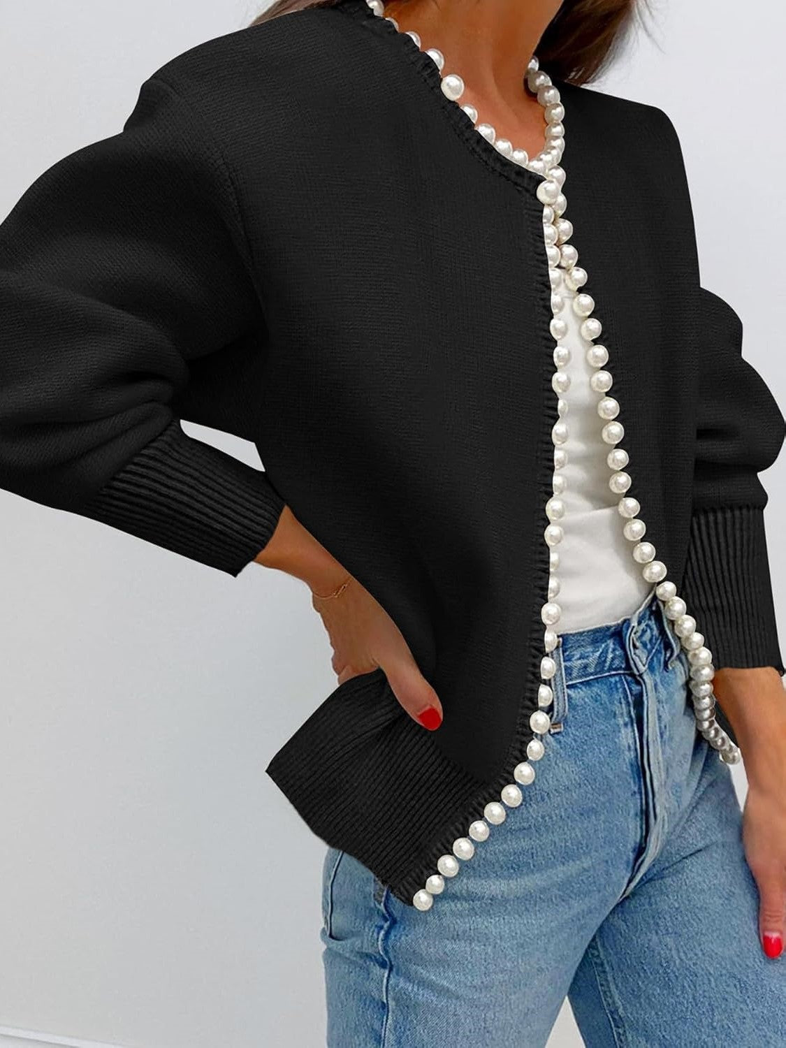 Kedera Pearl Embellished Knit Cardigan