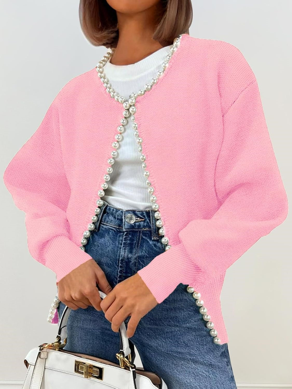 Kedera Pearl Embellished Knit Cardigan