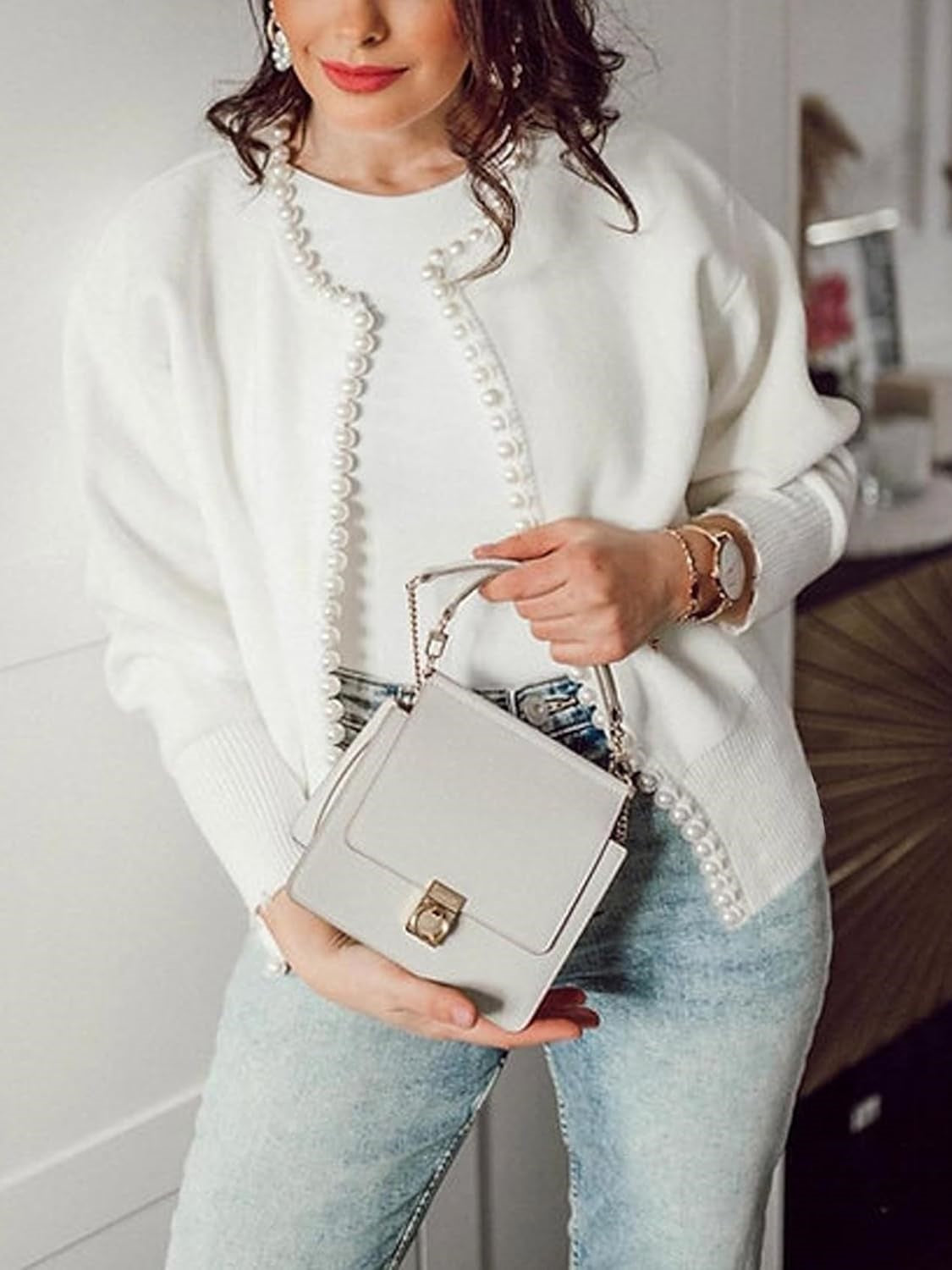 Kedera Pearl Embellished Knit Cardigan