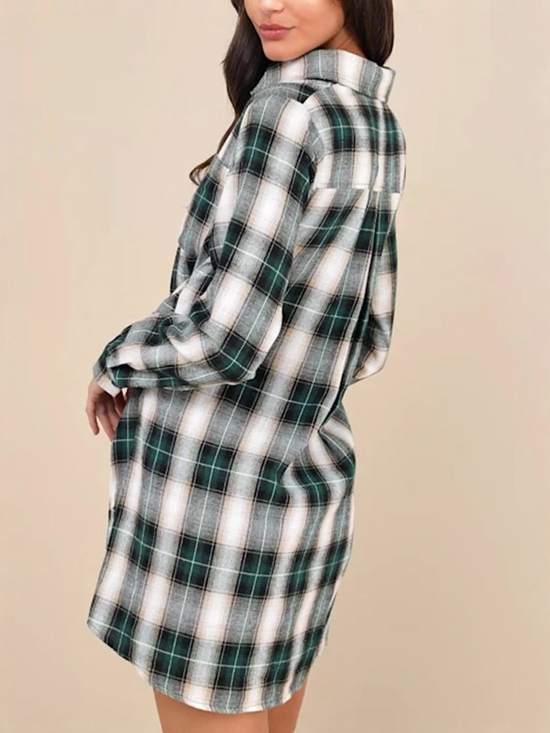 Lifeshe Tie Plaid Shirt Dress