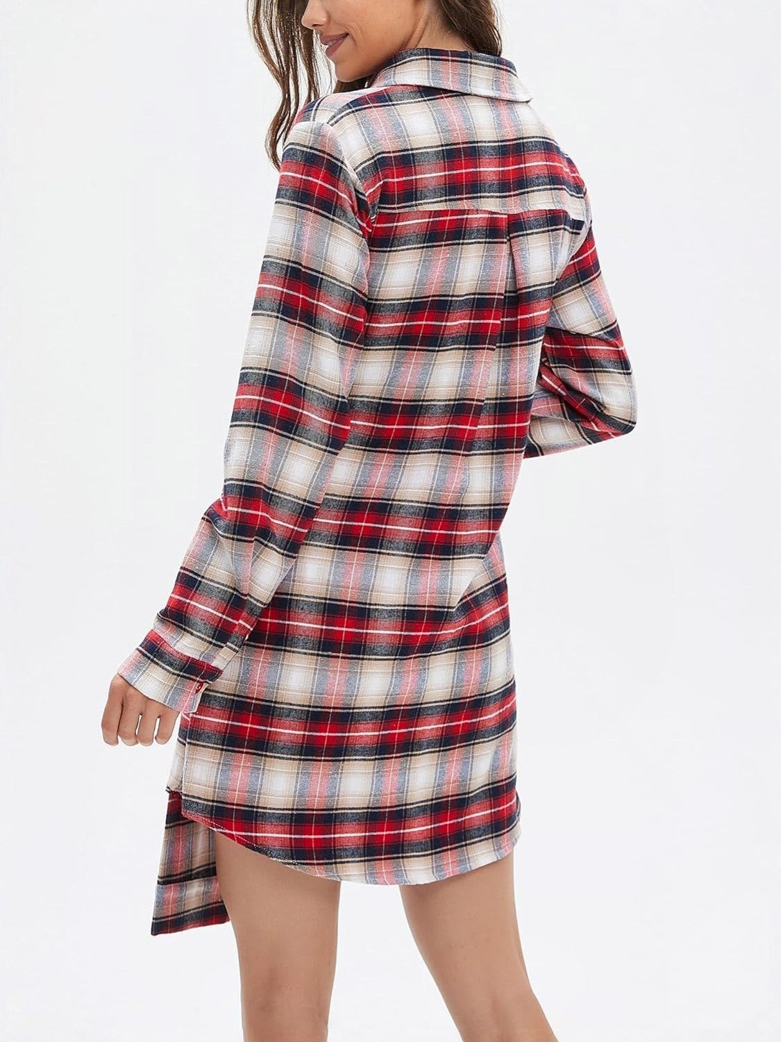 Lifeshe Tie Plaid Shirt Dress