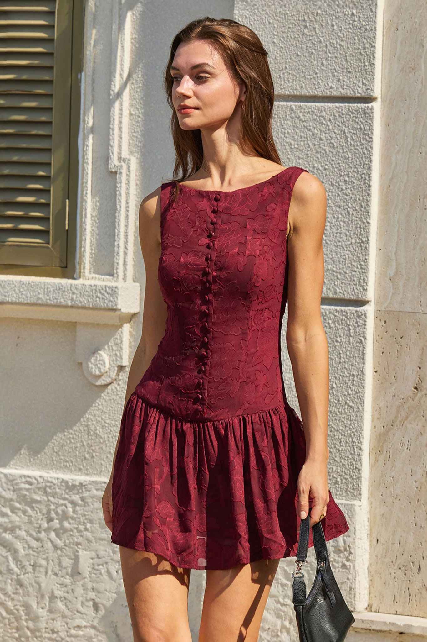 Ezabutus Solid Color Sleeveless Pleated Casual Dress