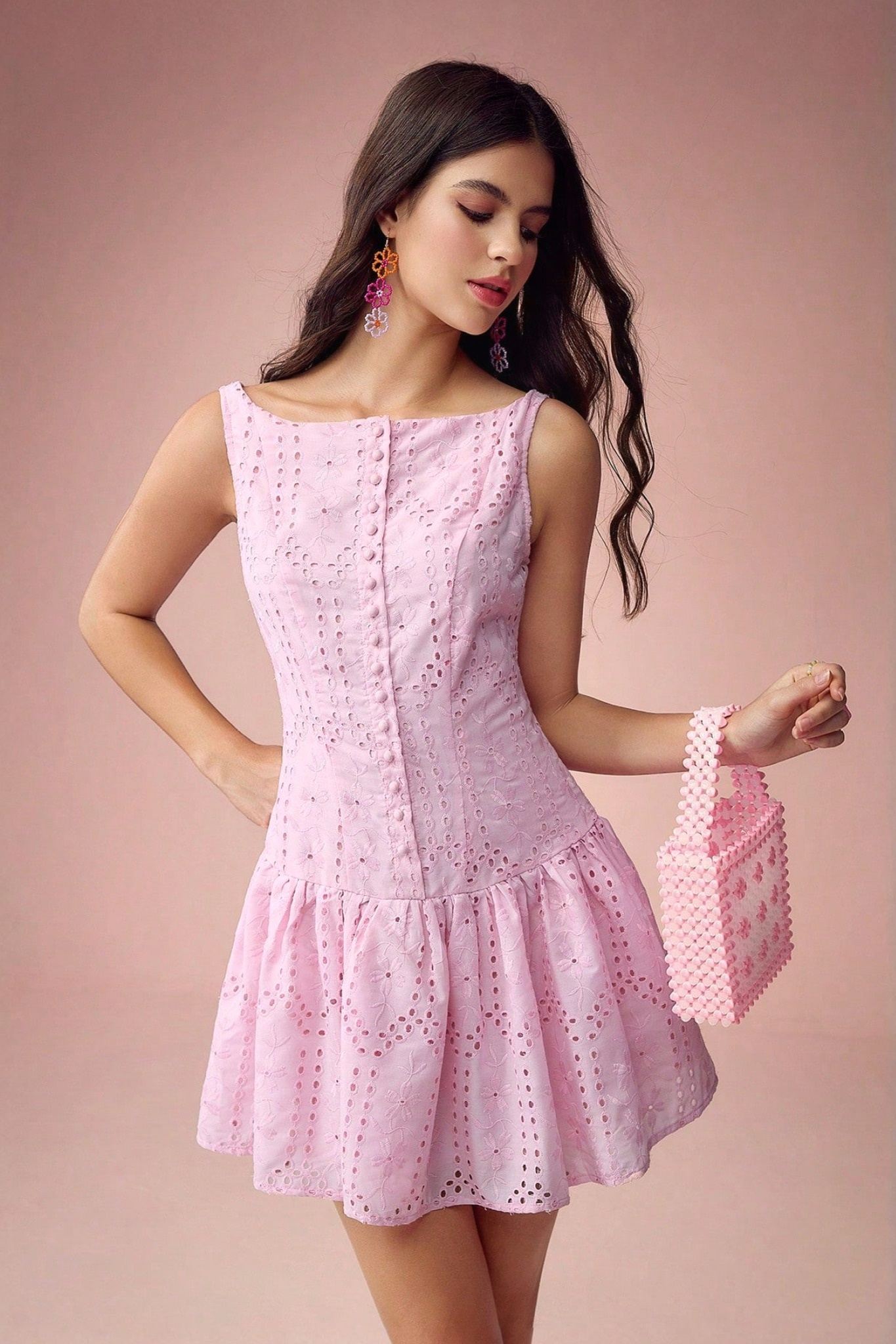 Ezabutus Solid Color Sleeveless Pleated Casual Dress
