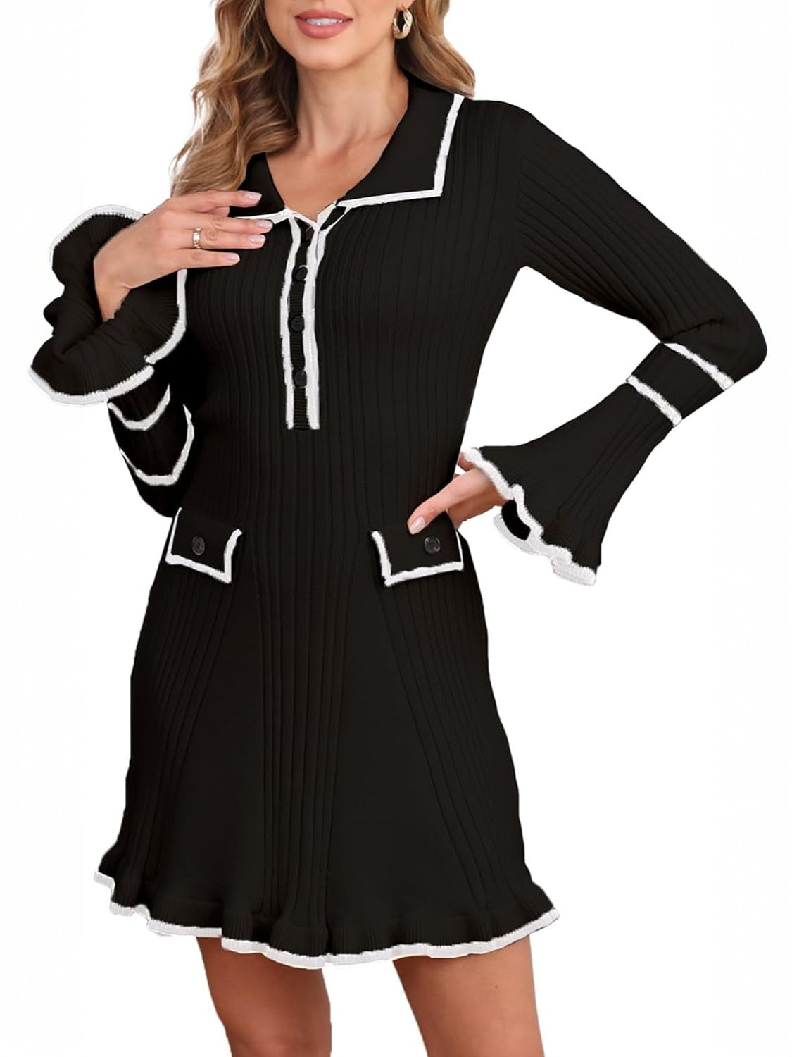 Ladyful Fitted Knit Pullover Dress