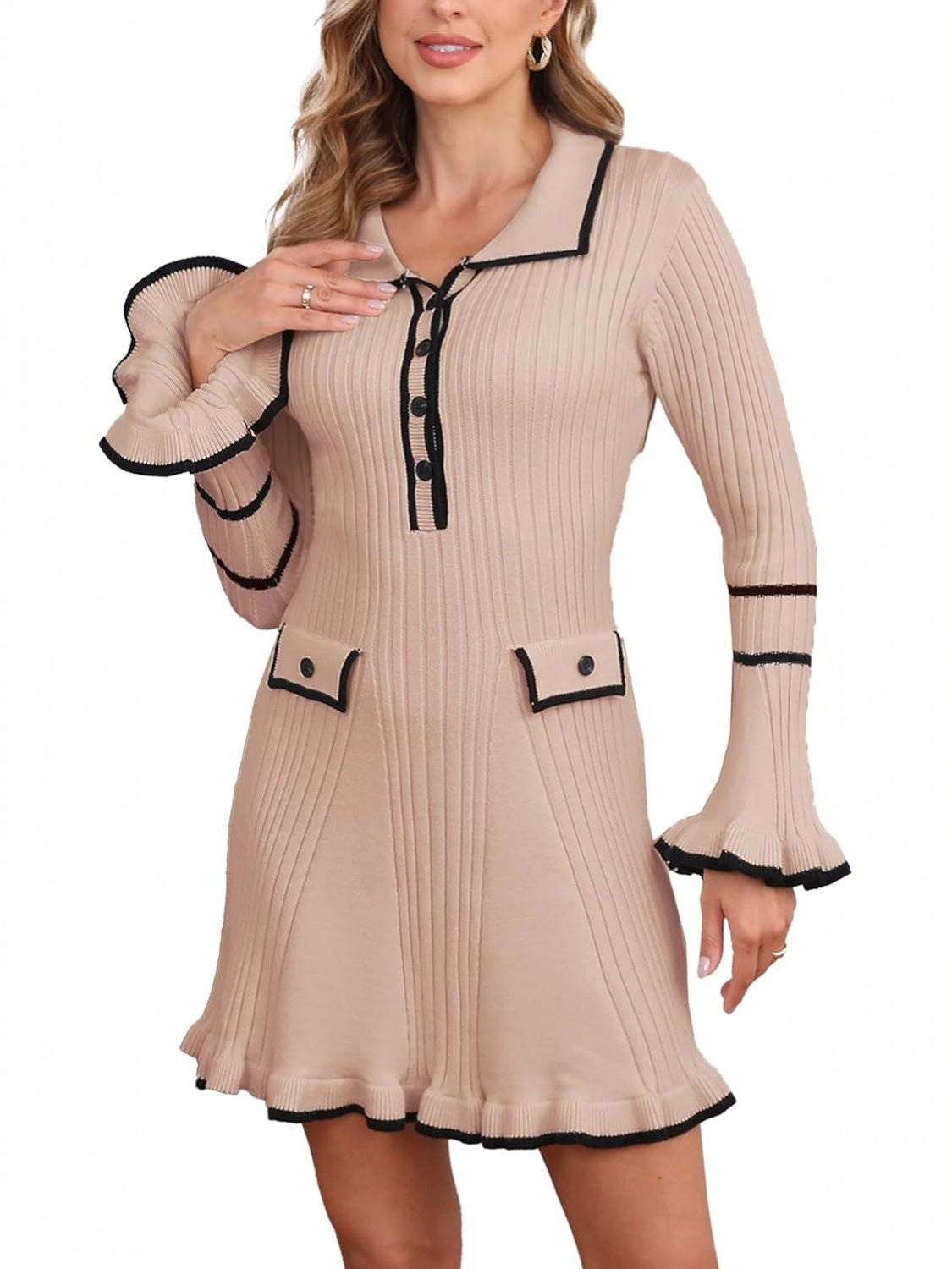 Ladyful Fitted Knit Pullover Dress