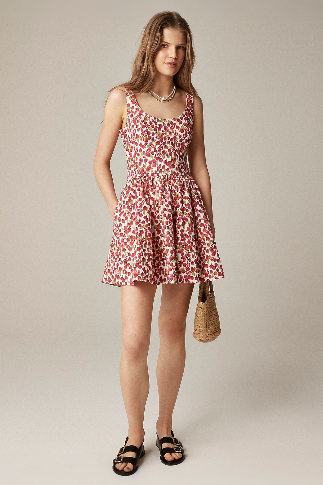 Ezabutus Raspberry Print Fit And Flare Mini Dress