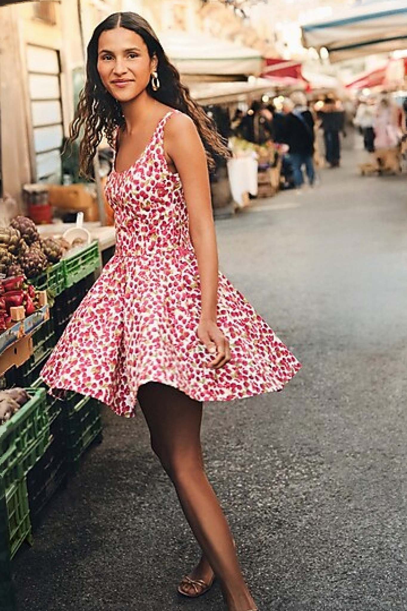 Ezabutus Raspberry Print Fit And Flare Mini Dress
