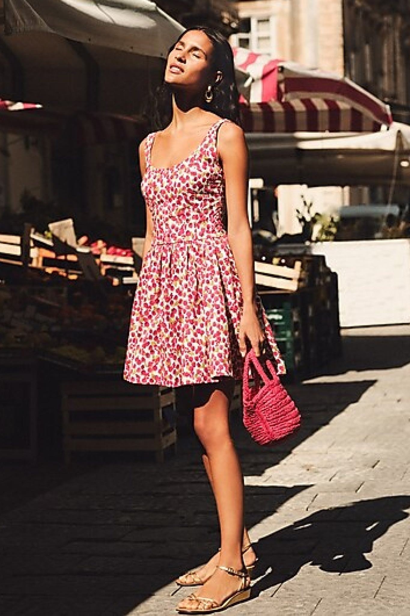 Ezabutus Raspberry Print Fit And Flare Mini Dress
