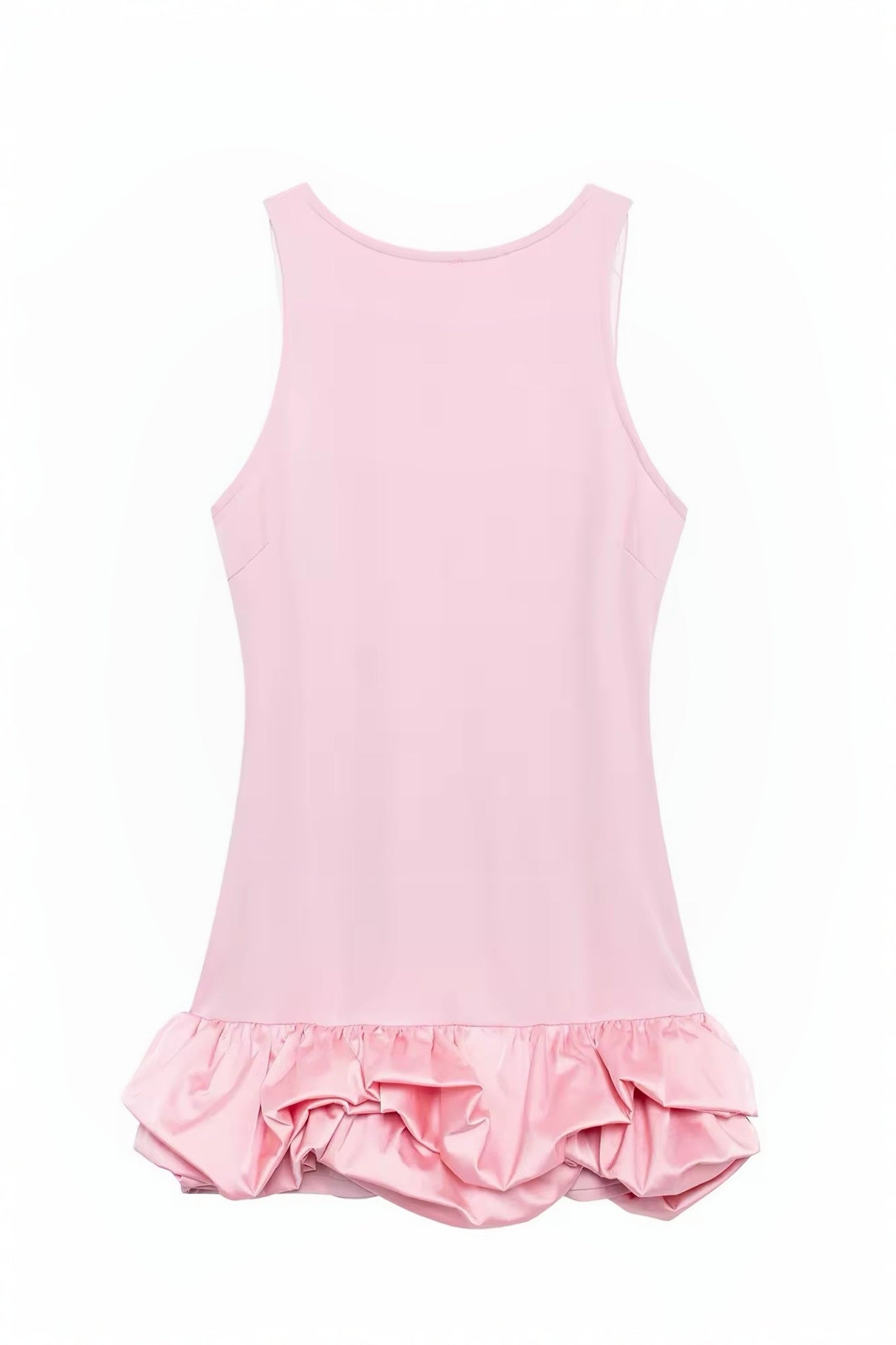 Ezabutus Bubble Hem Ruffle Sleeveless Mini Dress With Built In Shorts