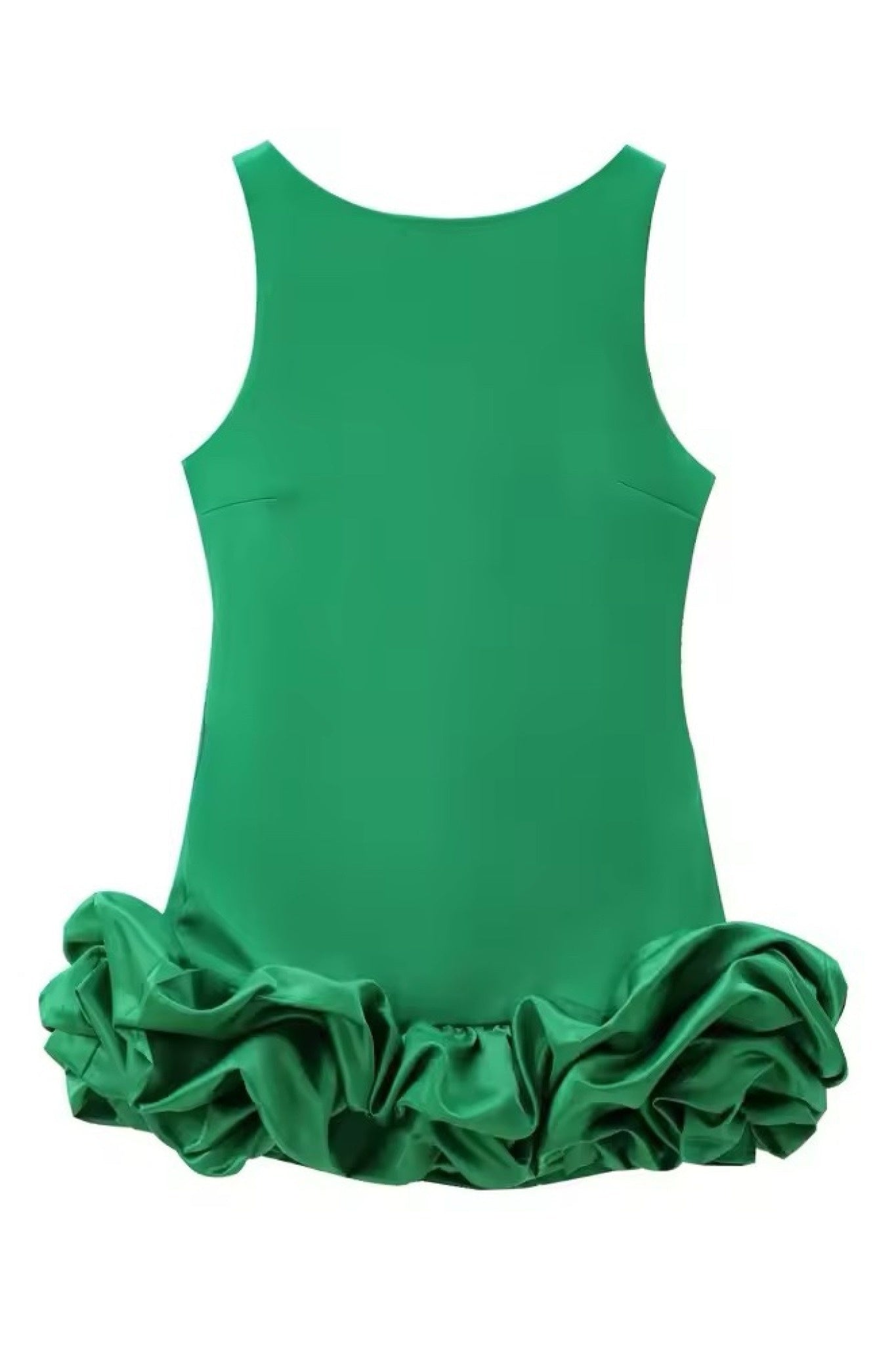 Ezabutus Bubble Hem Ruffle Sleeveless Mini Dress With Built In Shorts