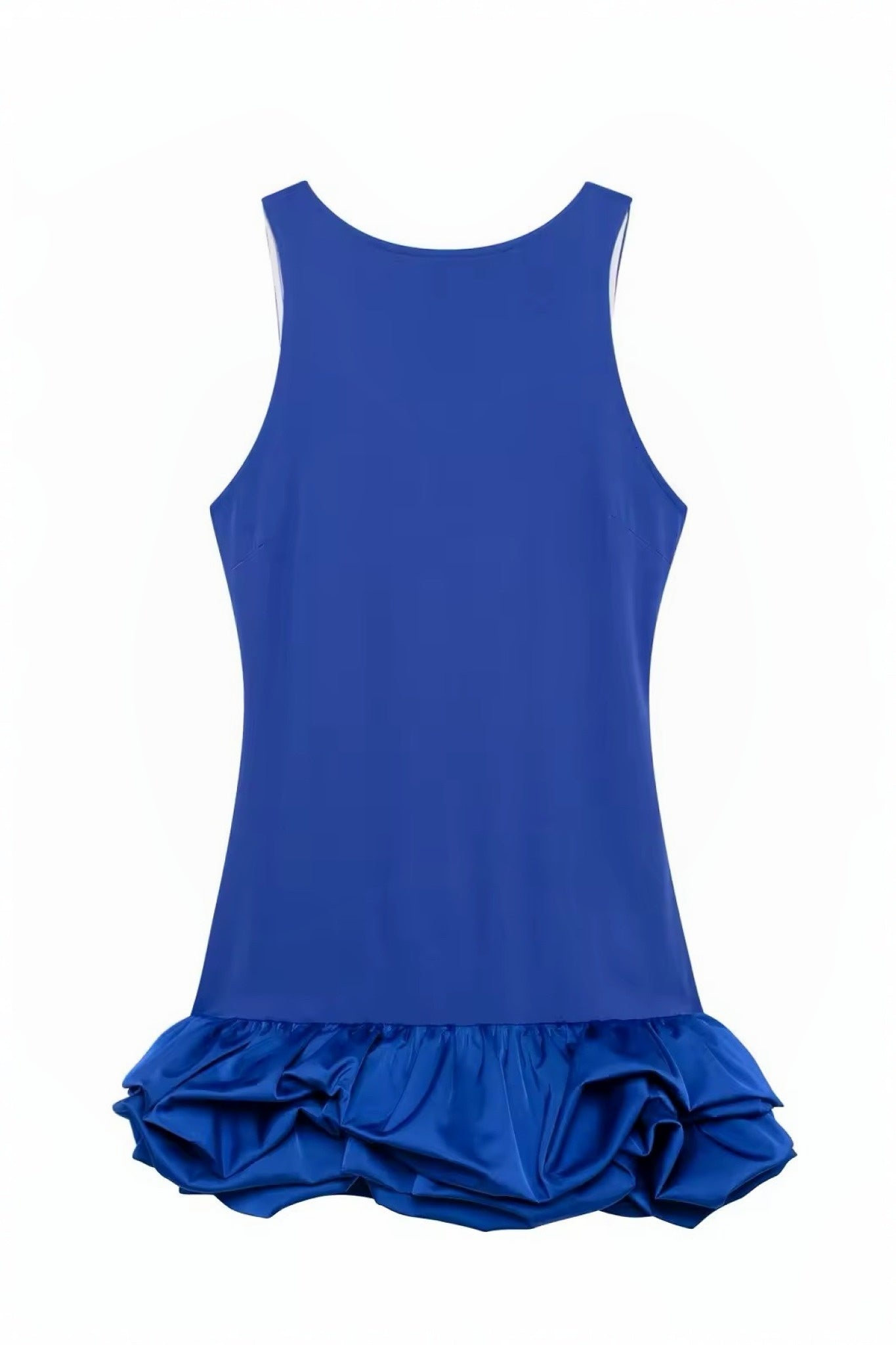 Ezabutus Bubble Hem Ruffle Sleeveless Mini Dress With Built In Shorts