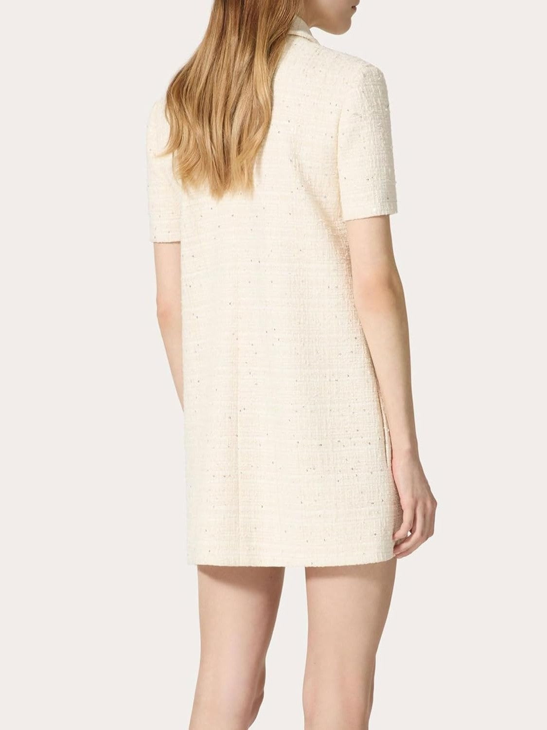 Yexpine Collared Tweed Mini Shift Dress