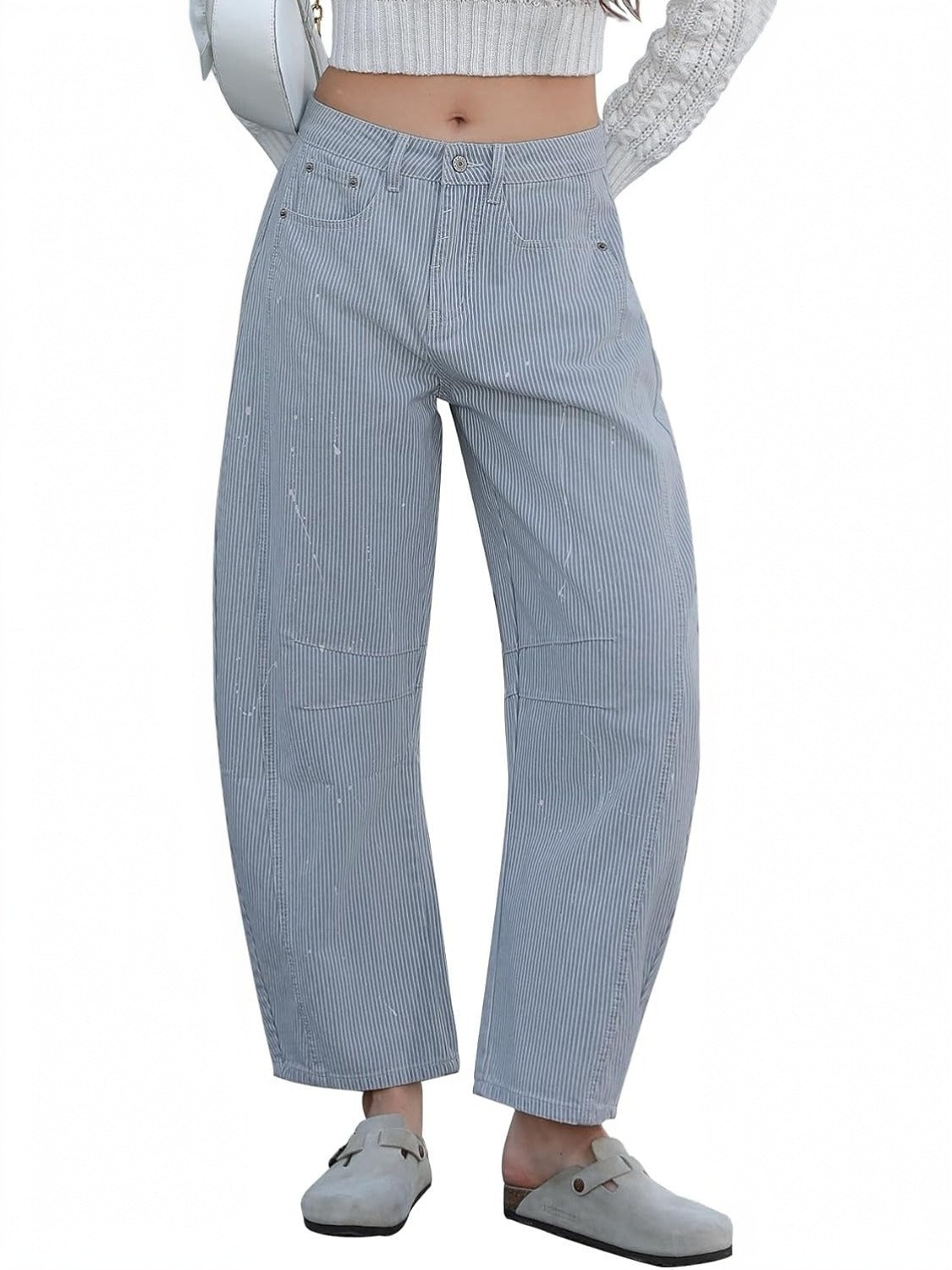 Kedera Striped Casual Wide Leg Jeans