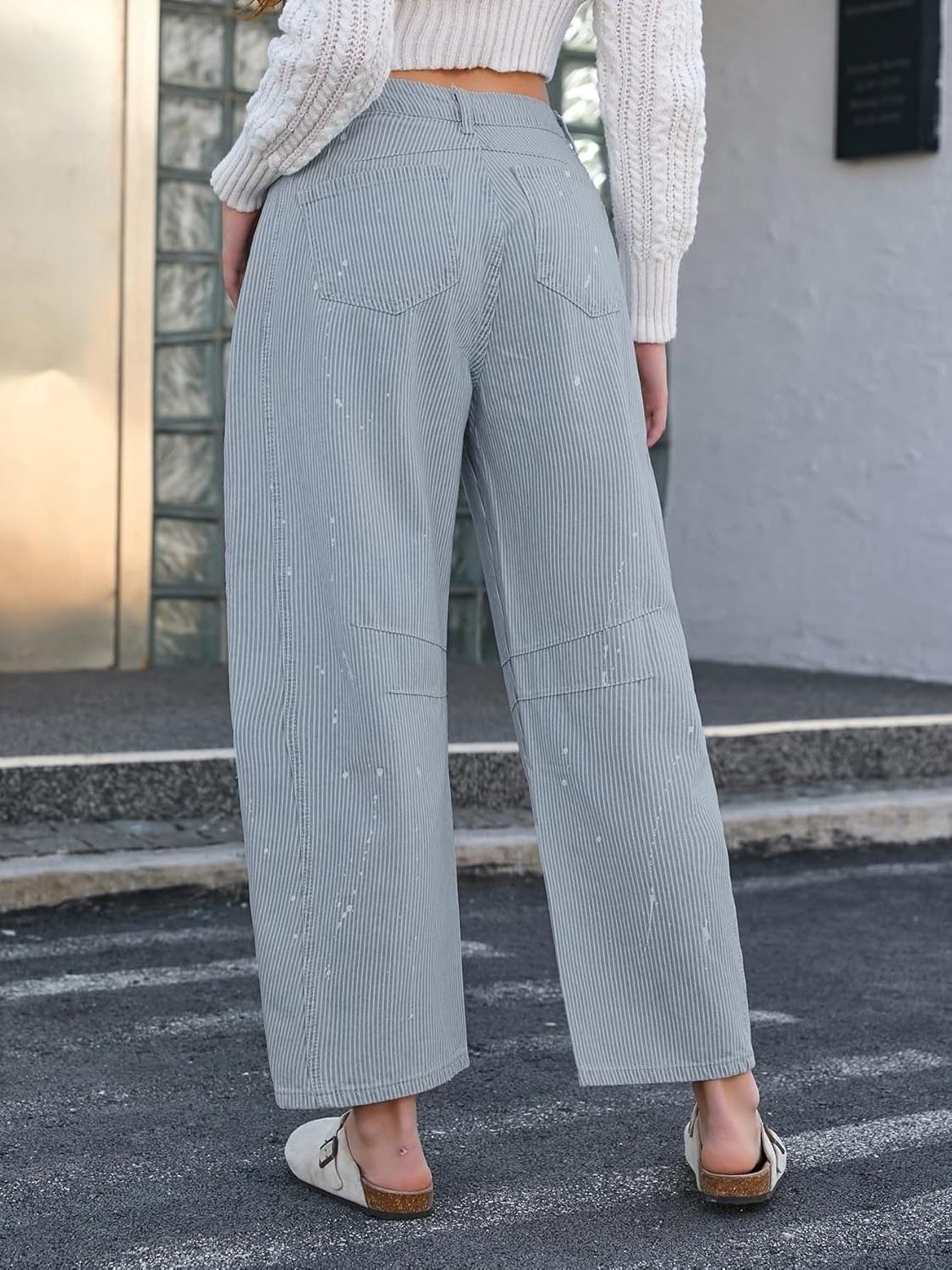 Kedera Striped Casual Wide Leg Jeans