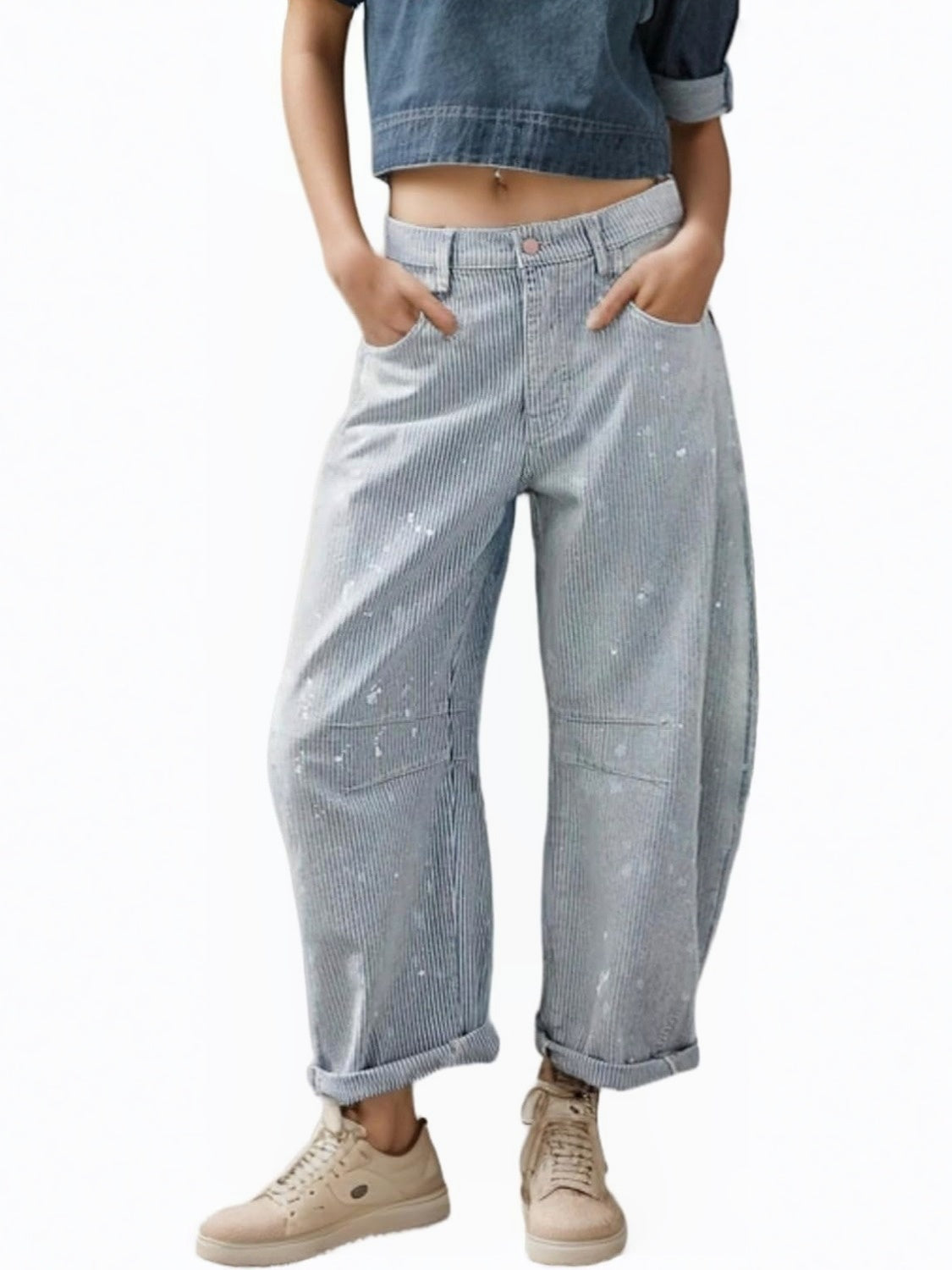 Kedera Striped Casual Wide Leg Jeans