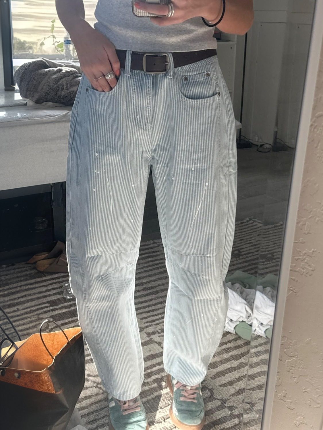 Kedera Striped Casual Wide Leg Jeans