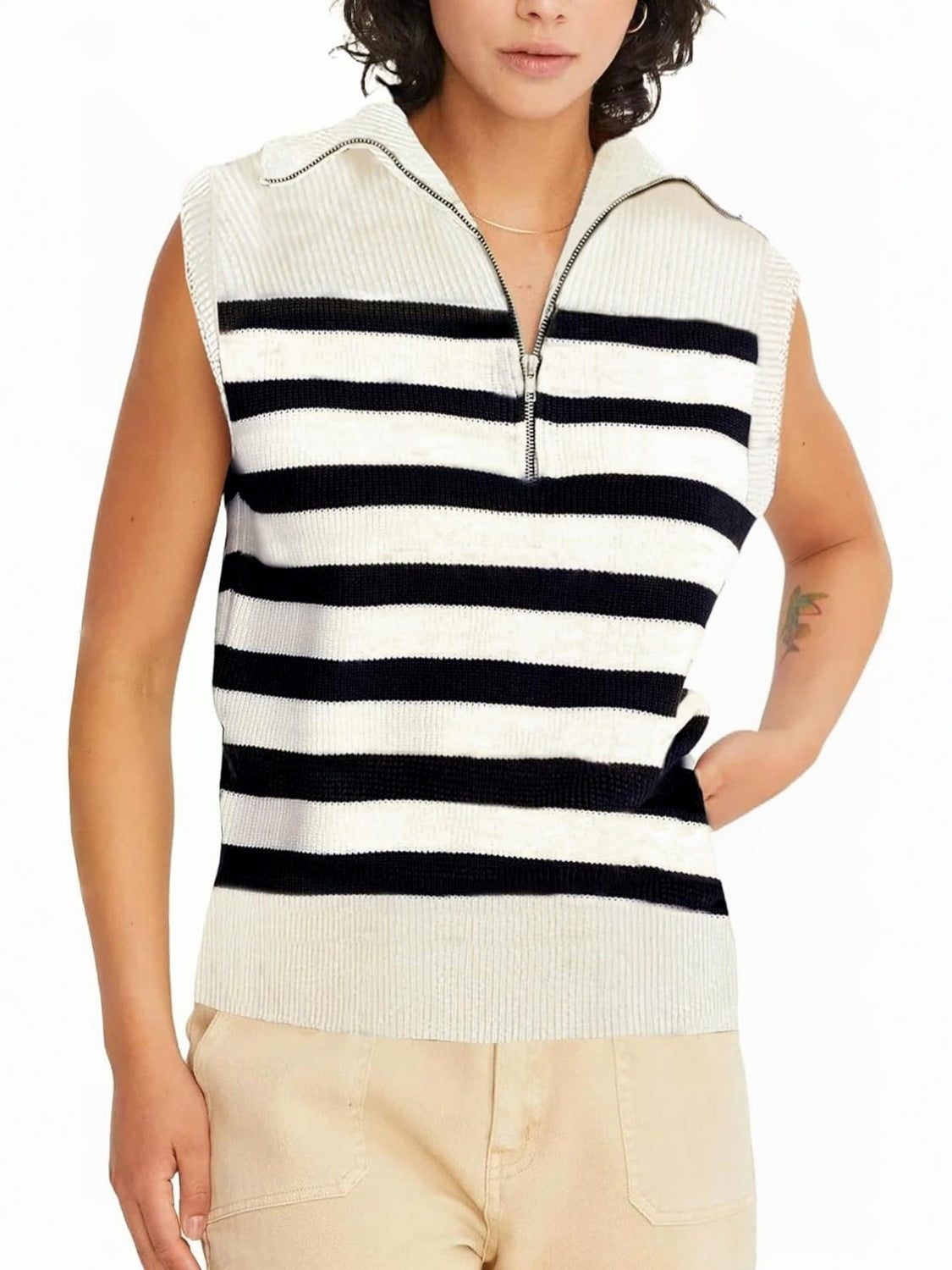 Kedera Sleeveless Striped Knit Sweater Vest