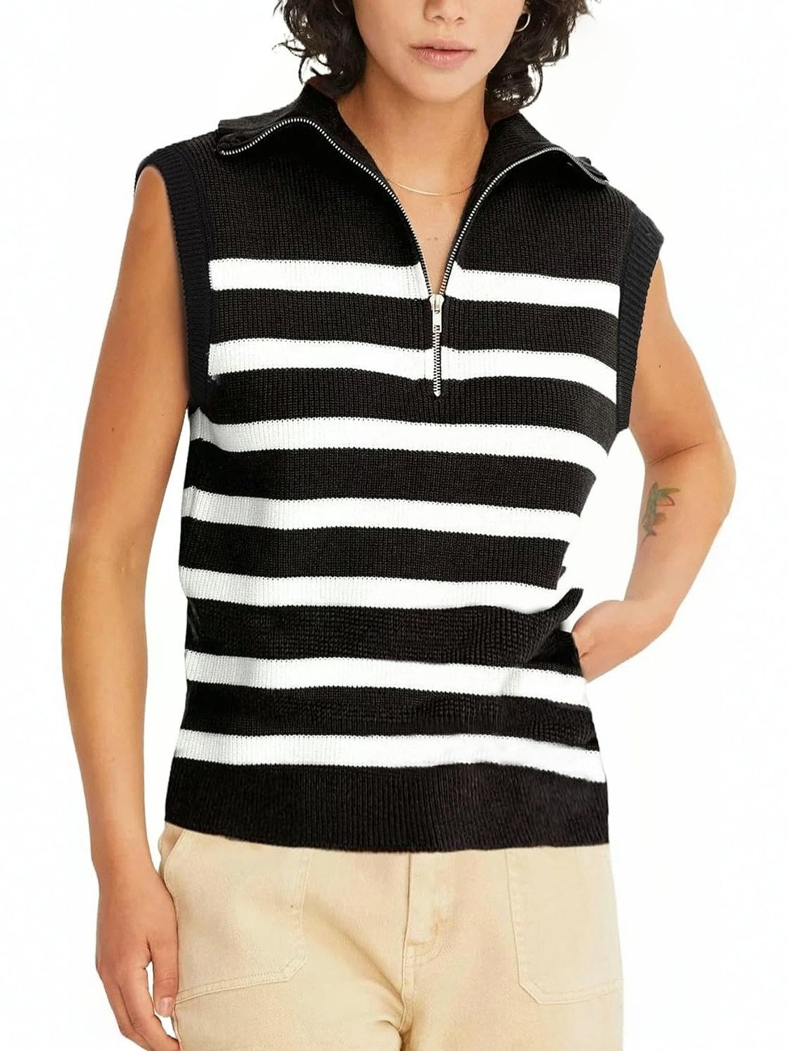 Kedera Sleeveless Striped Knit Sweater Vest
