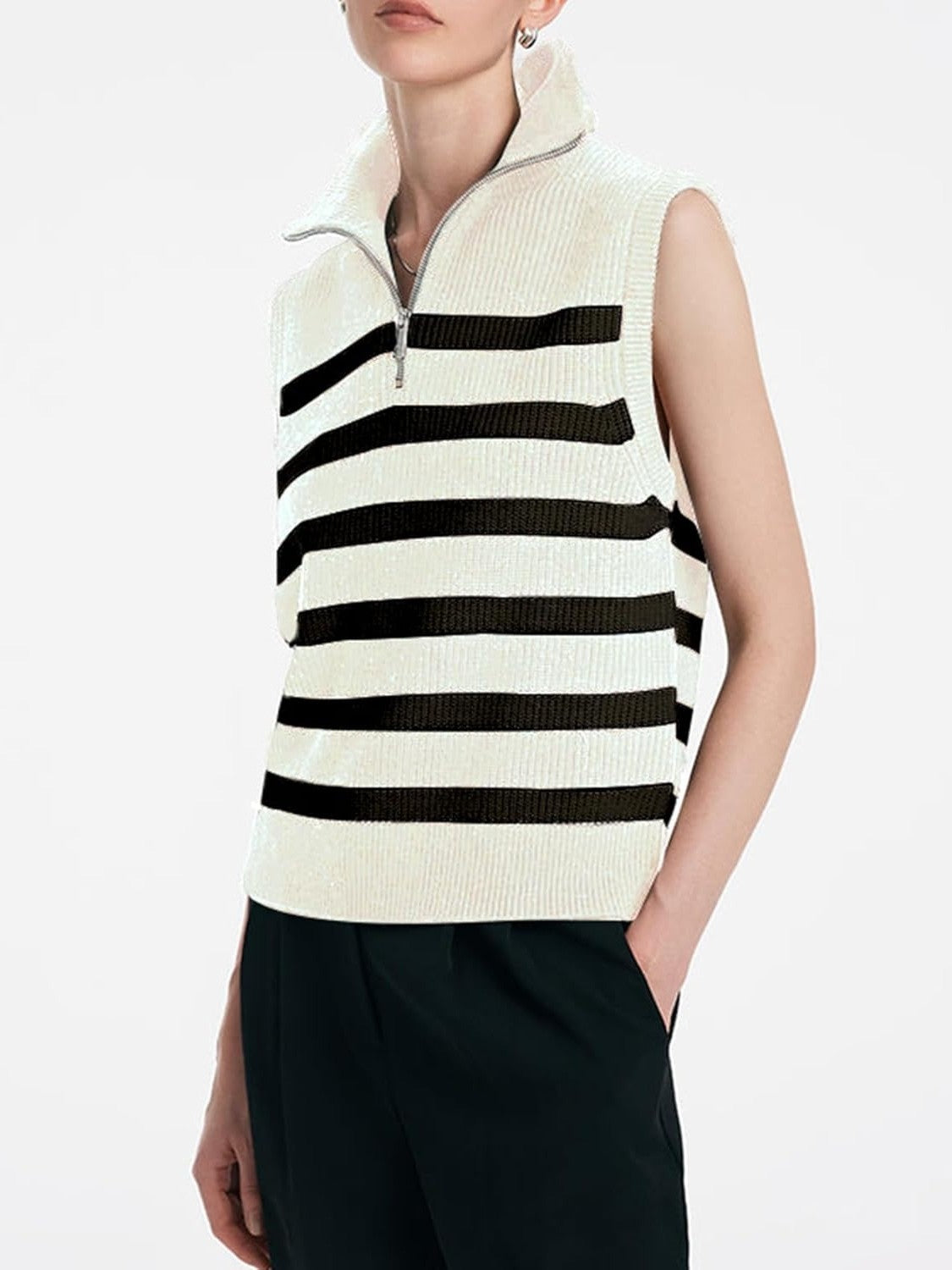 Kedera Sleeveless Striped Knit Sweater Vest
