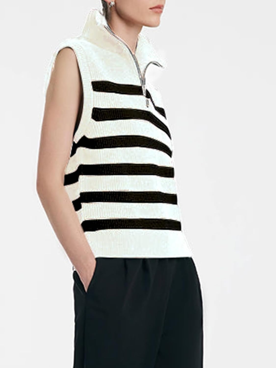 Kedera Sleeveless Striped Knit Sweater Vest