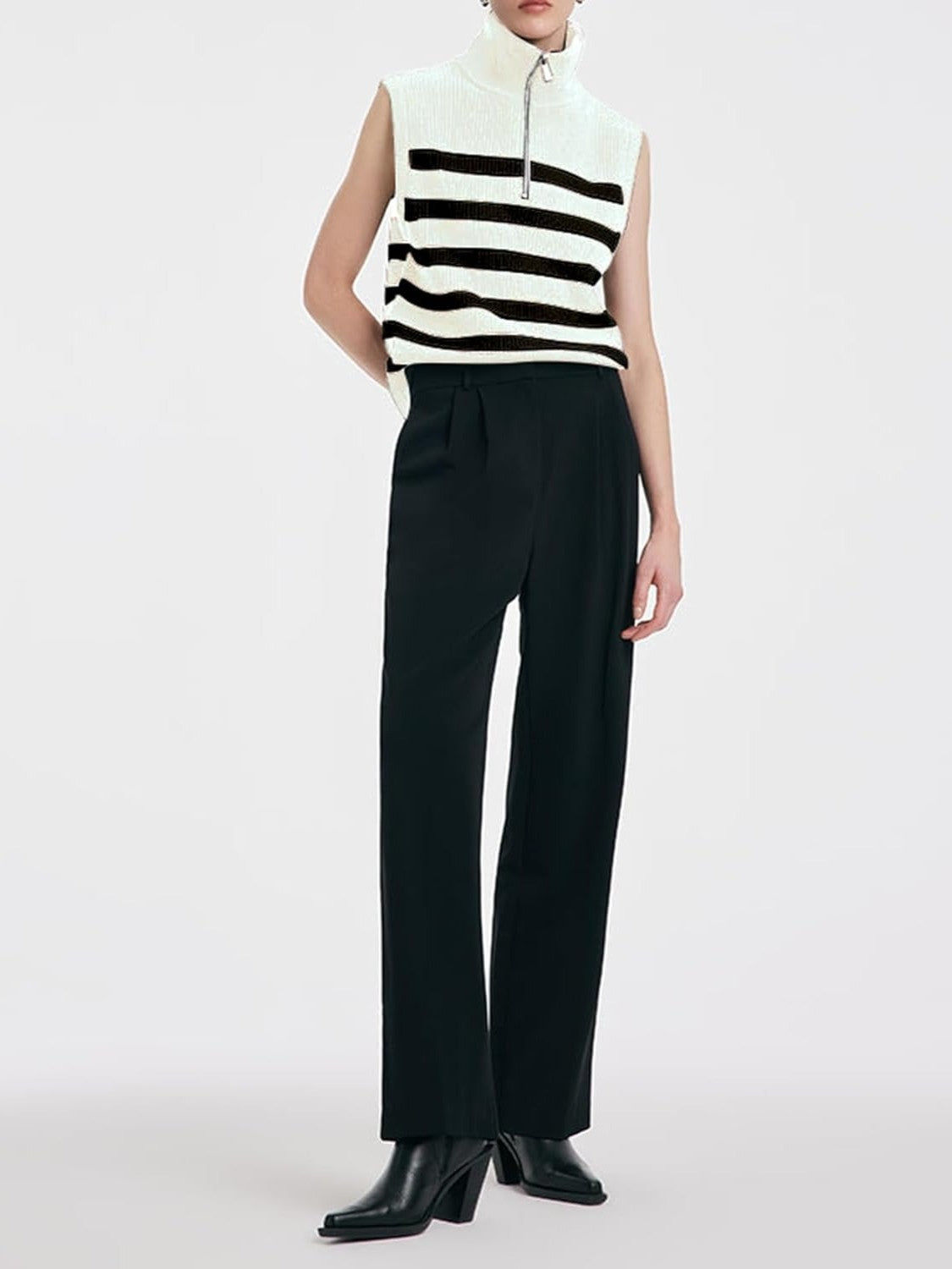 Kedera Sleeveless Striped Knit Sweater Vest