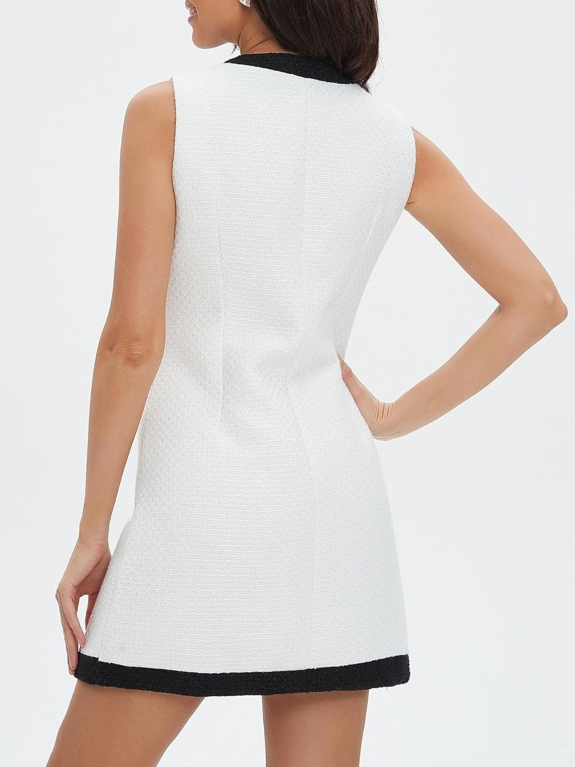 Ladyful Chic Sleeveless Tweed Mini Dress